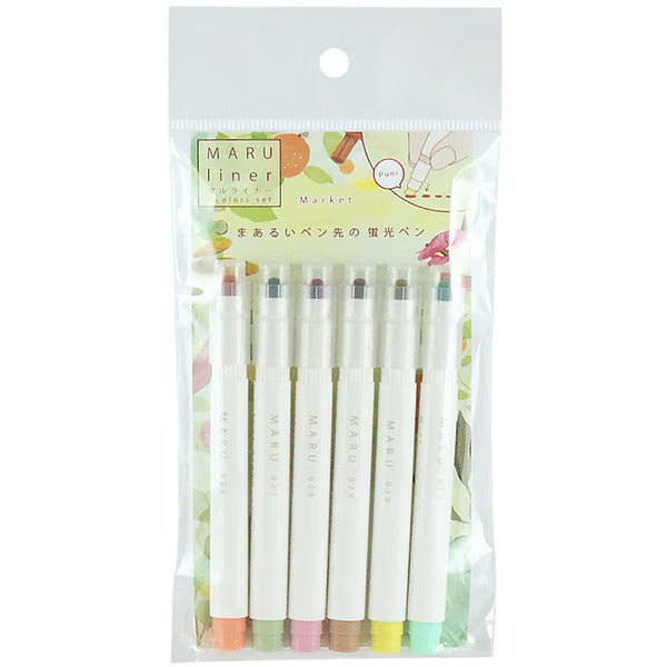 MARU Liner Highlighter Set - 6 Vibrant Colors for Study & Note-Taking | Premium Quality by Epoch Chemical | Perfect for Students, Office & Art Projects