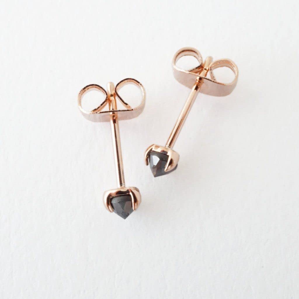 HONEYCAT Tiny Iron Ore Point Solitaire Stud Earrings | Minimalist & Delicate Jewelry for Women | Perfect for Everyday Wear, Office & Special Occasions