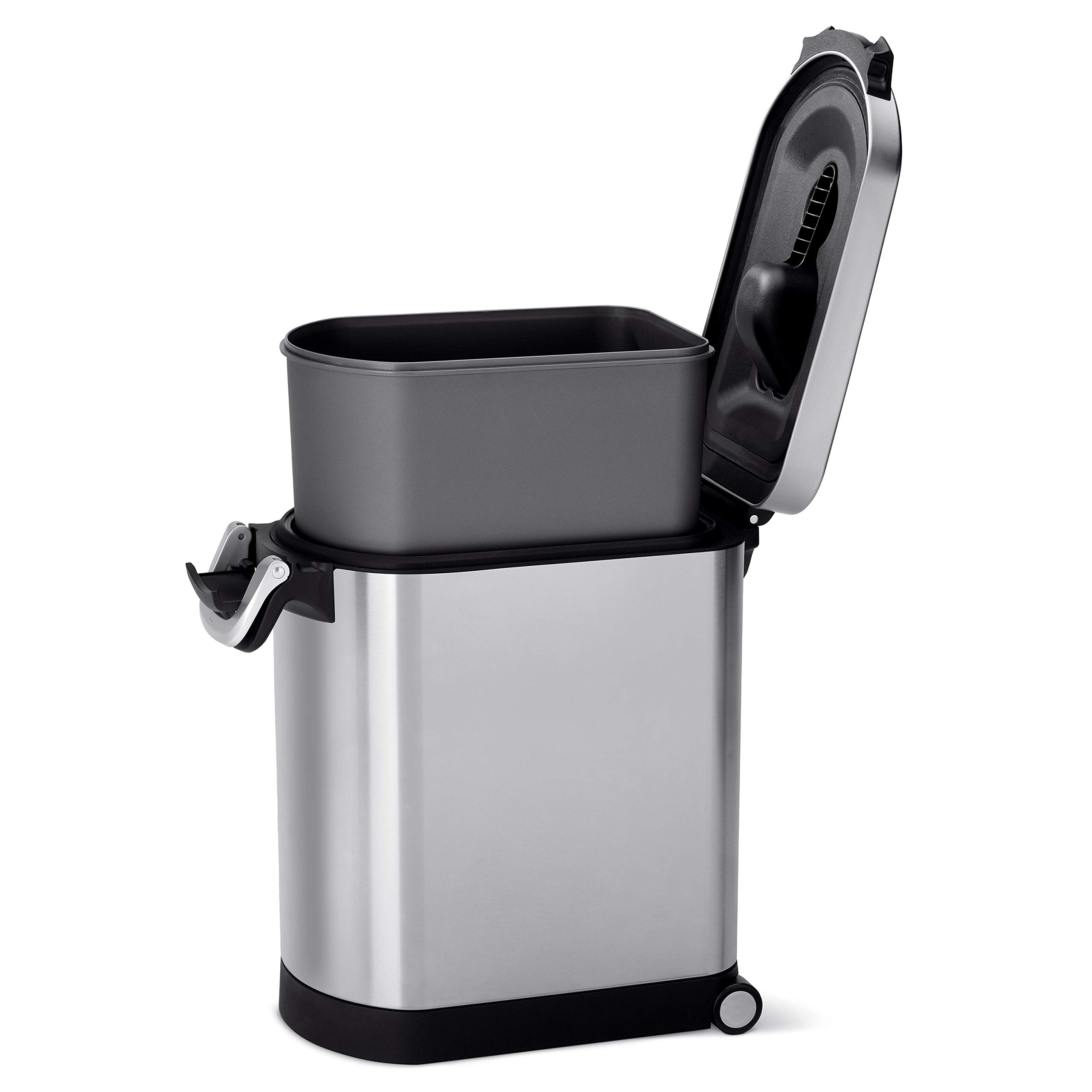 SimpleHuman 25 Liter (27 lb / 12.2 kg) Medium Pet Food Storage Container - Airtight Dog Food, Cat Food & Bird Feed Bin in Brushed Stainless Steel | Perfect for Kitchen Pantry Organization & Pet Food Storage