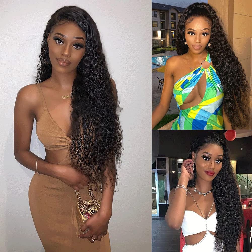 HD Transparent Lace Front Wigs Human Hair Water Wave 13x4 Lace Frontal Wigs for Women | Brazilian Deep Wave Human Hair Wigs with Baby Hair & Pre-Plucked Natural Hairline | 180% Density 26 Inch | Perfect for Daily Wear, Cosplay, Weddings & Special Occasions