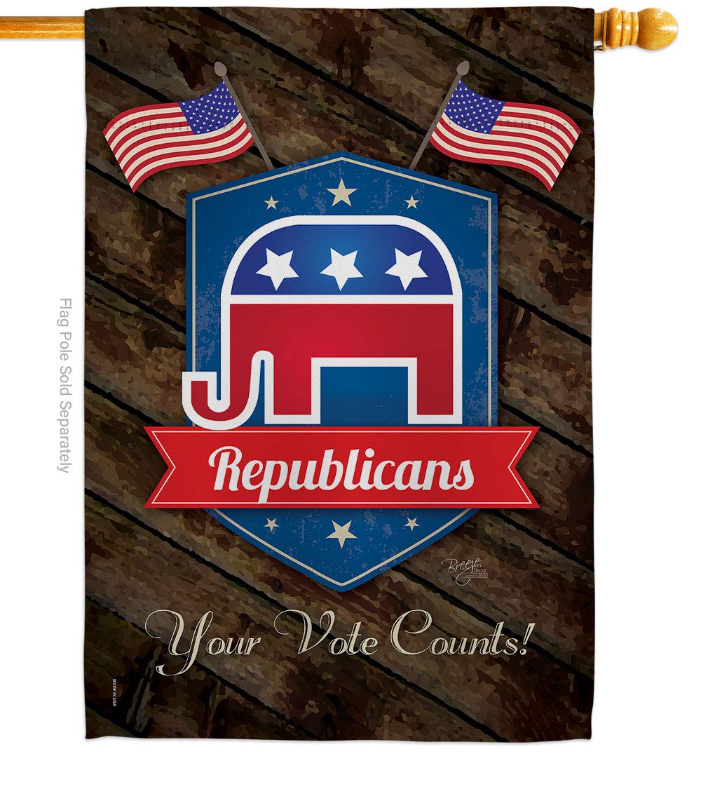 Breeze Decor Republicans Americana Patriotic Vertical House Flag 28x40 Inches - Printed in USA - Perfect for Front Yard, Porch & Patriotic Holidays