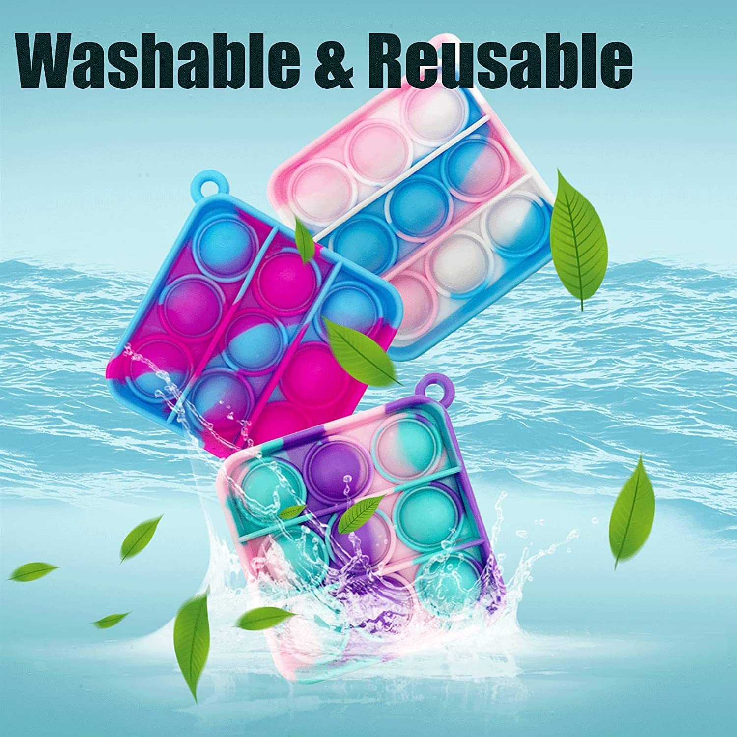 12Pcs Random Color Mini Pop Keychain Fidget Toy - Push Bubble Sensory Stress Relief Toy for Kids & Adults - Perfect for Anxiety Relief, Office Desk, Car Travel & Classroom Focus