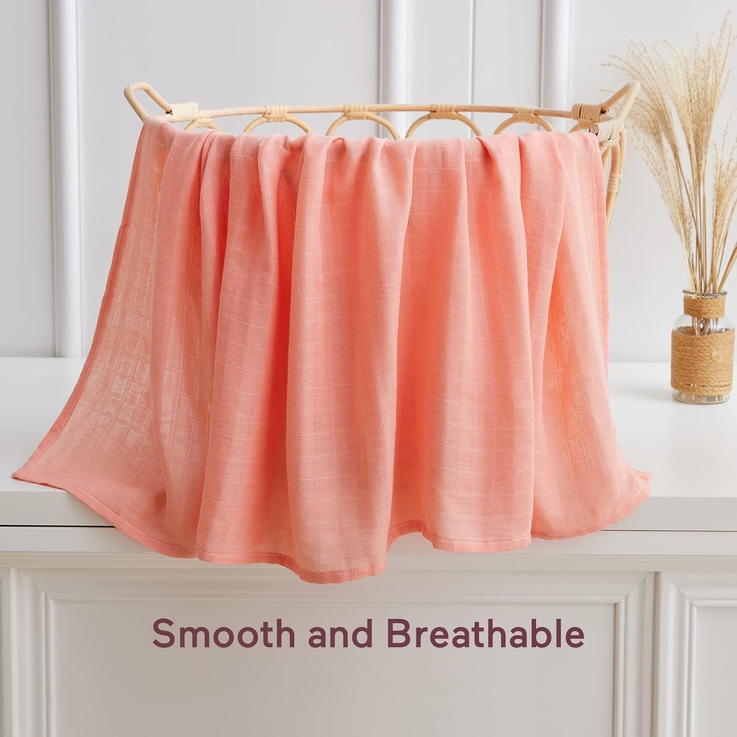 Momcozy 47x47 Inch Muslin Swaddle Blankets - Ultra Soft & Breathable Baby Receiving Blankets for Newborns (4-Pack, Unisex) | Perfect for Swaddling, Nursing, Stroller & Car Seat Cover