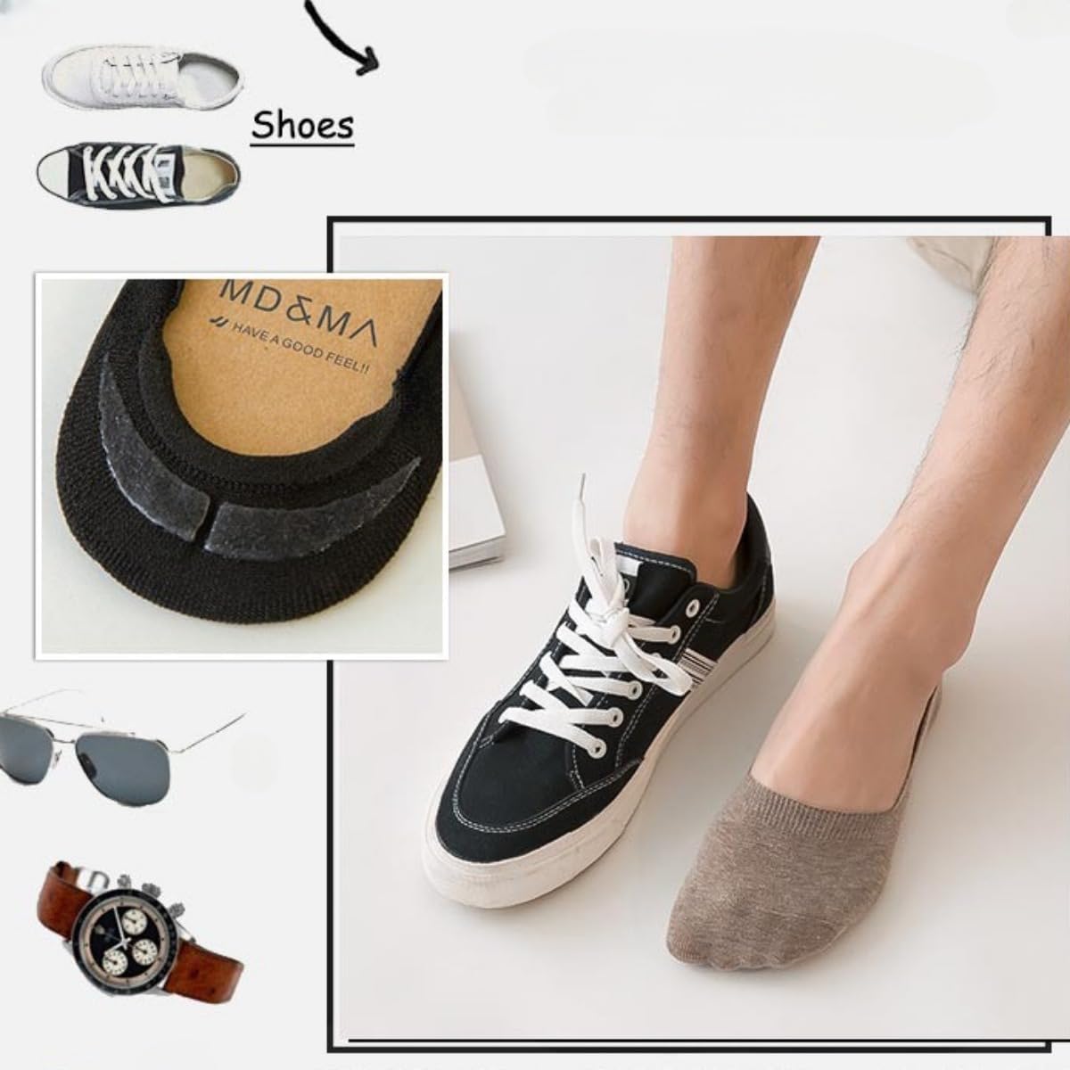 10 Pairs No Show Socks for Men & Women - Breathable Cotton Low Cut Socks with Non-Slip Grips - Comfortable Invisible Socks for Loafers, Sneakers & Casual Wear - Perfect for Work, Gym & Everyday Use