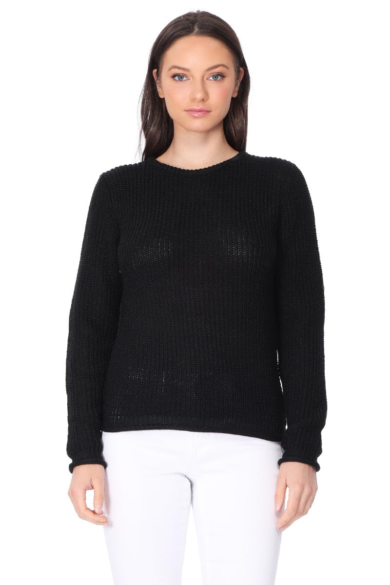 YEMAK Women's Lightweight Waffle Knit Pullover Sweater - Long Sleeve Crewneck Casual Top for Fall & Winter | Cozy Office Wear, Weekend Outfits, Layering Essential