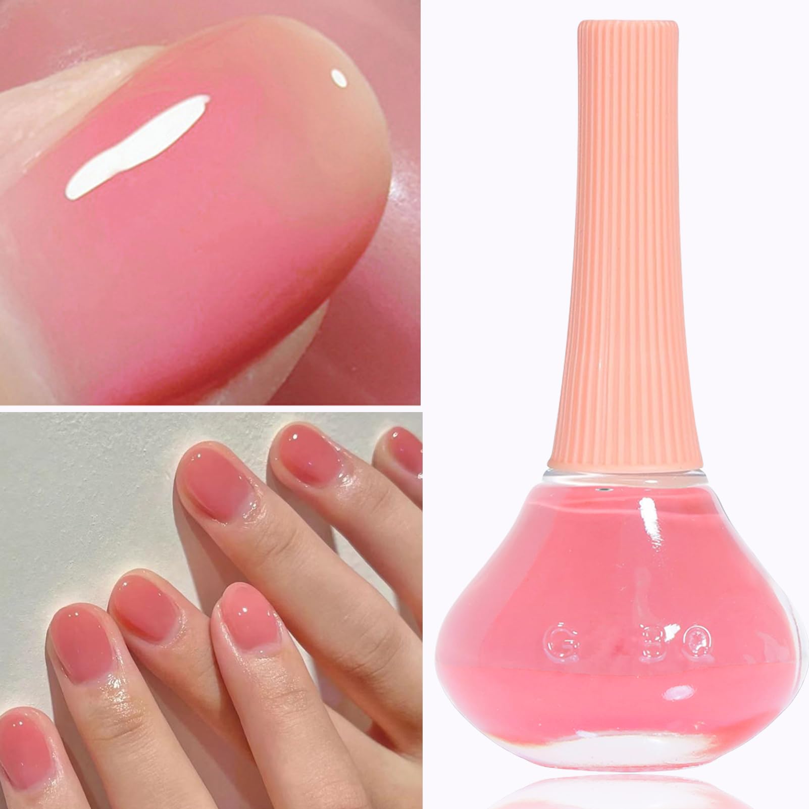 Clear Pink Nail Polish - Quick Dry & Long Lasting Sheer Jelly Polish, Translucent Tinted Nail Lacquer for Natural Look | Perfect for Everyday Wear, French Manicures & All Seasons