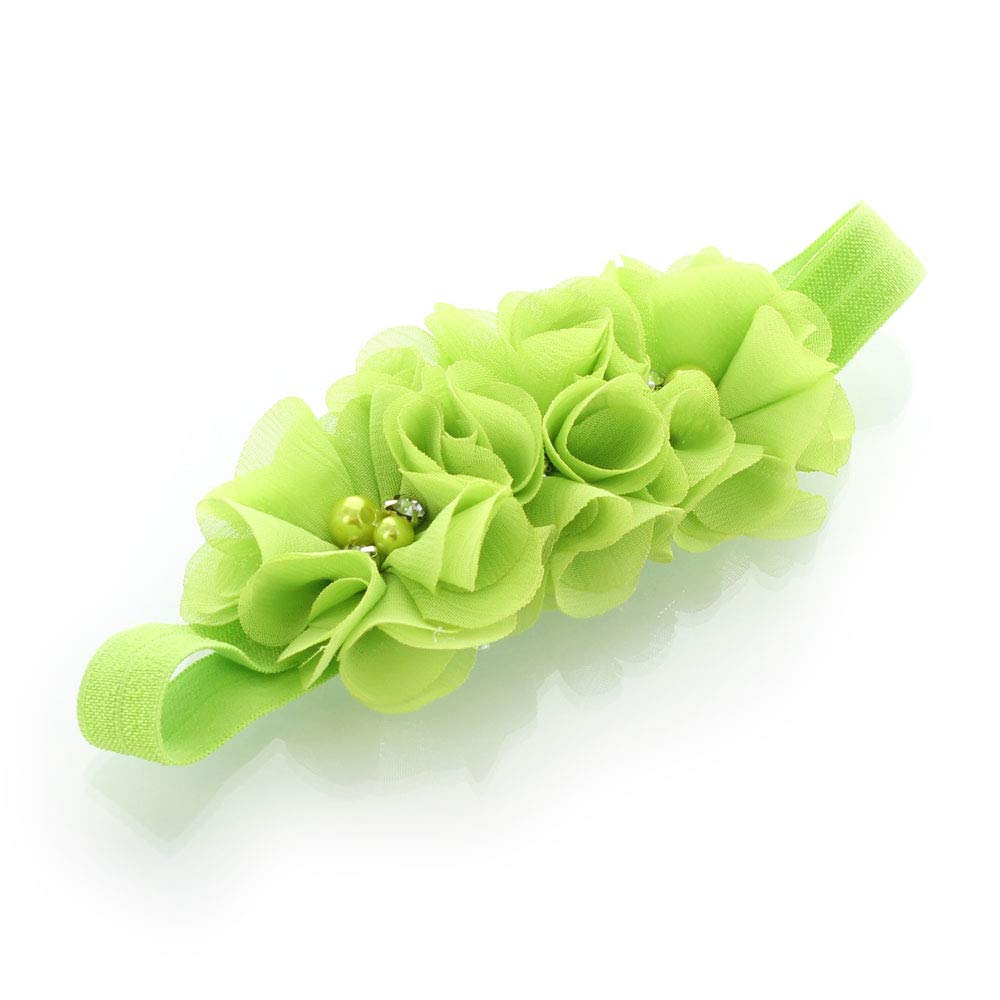 Lello Flower Headbands for Baby Girls & Toddlers - Stretchy Elastic Fabric Hairbands with Beads - Perfect for Parties, Photos & Everyday Wear