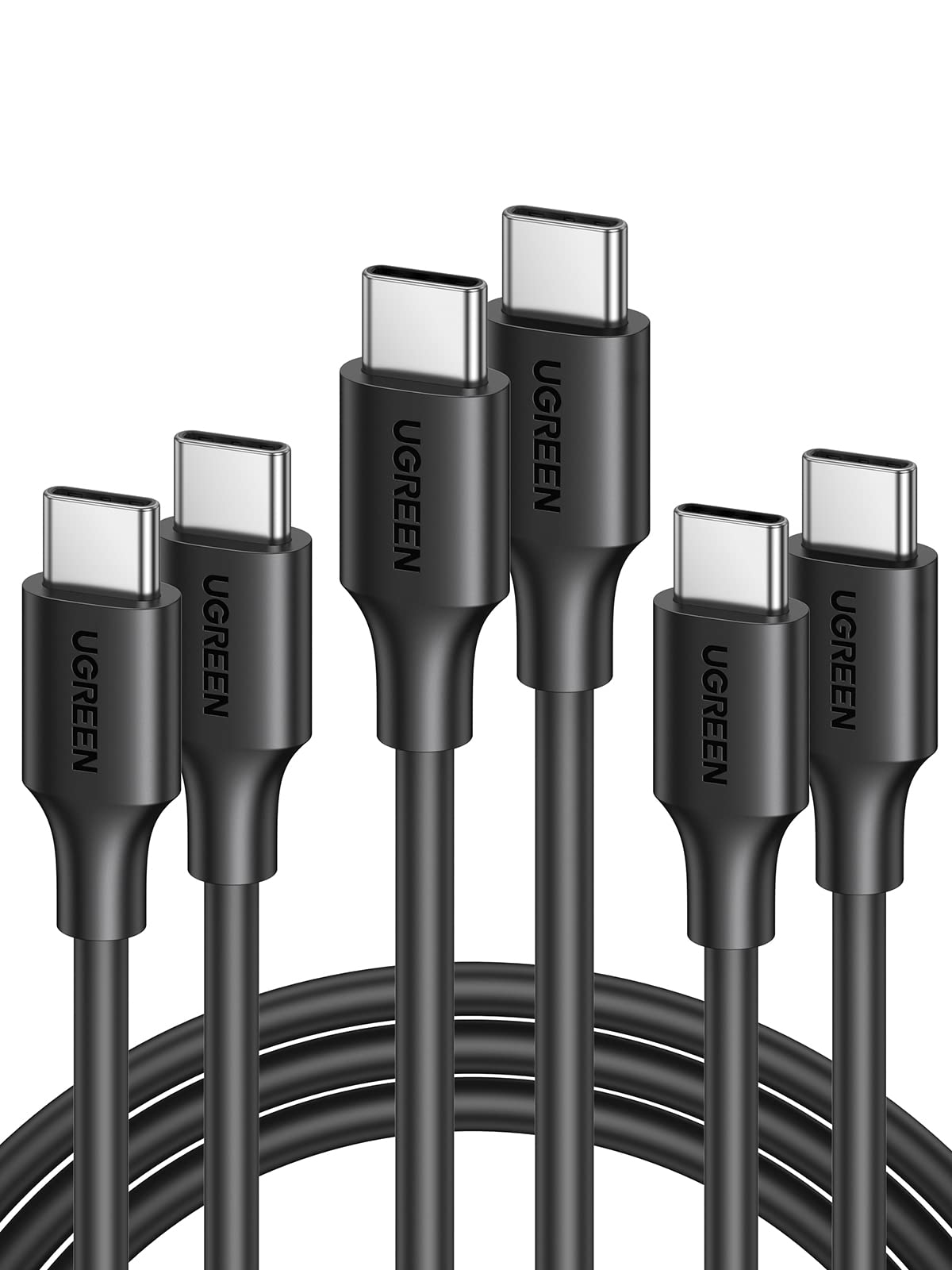 UGREEN 60W 3-Pack USB C to USB C Fast Charging Cable (1.6FT) - Compatible with iPhone 16 Series, MacBook Pro 2022, Samsung Galaxy S24/S23/Z Fold/Z Flip, Google Pixel 7, Nintendo Switch - Perfect for Home, Office & Travel Charging