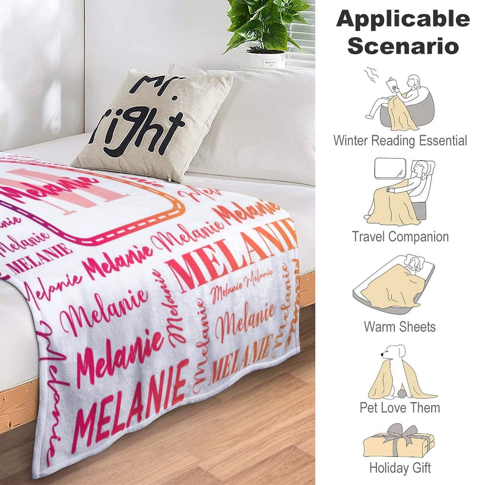Personalized Baby Blankets for Boys & Girls - Custom Name Throw Blankets for Kids & Adults - 30