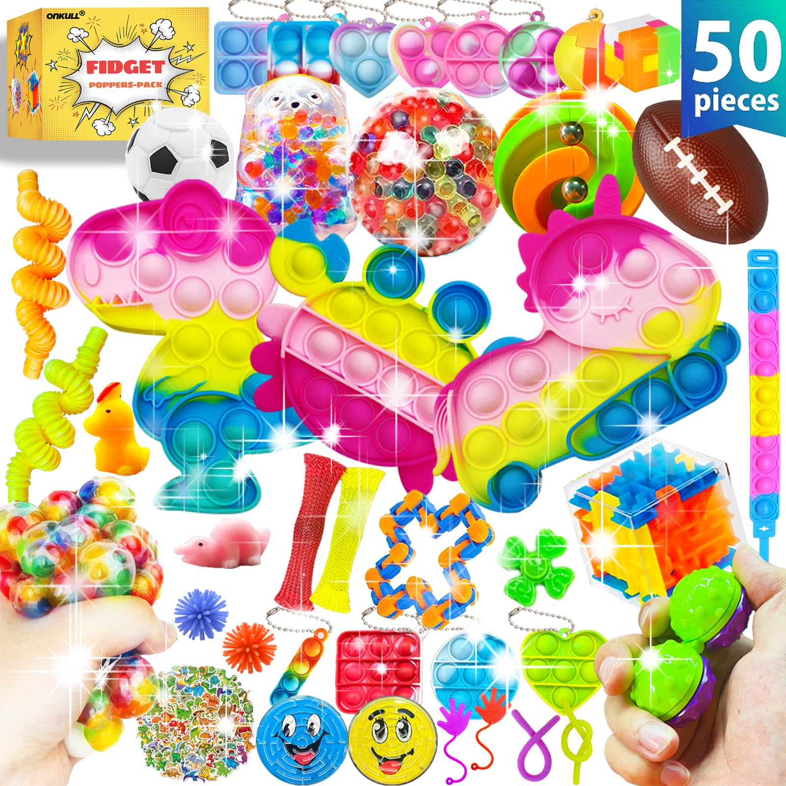 Fidget Toys Pack - Bulk Sensory Stress Relief Toys for Kids, Adults, ADHD & Autism - Party Favors, Classroom Prizes, Carnival Treasure - Perfect for Anxiety Relief, Focus & Relaxation at School, Home or Office