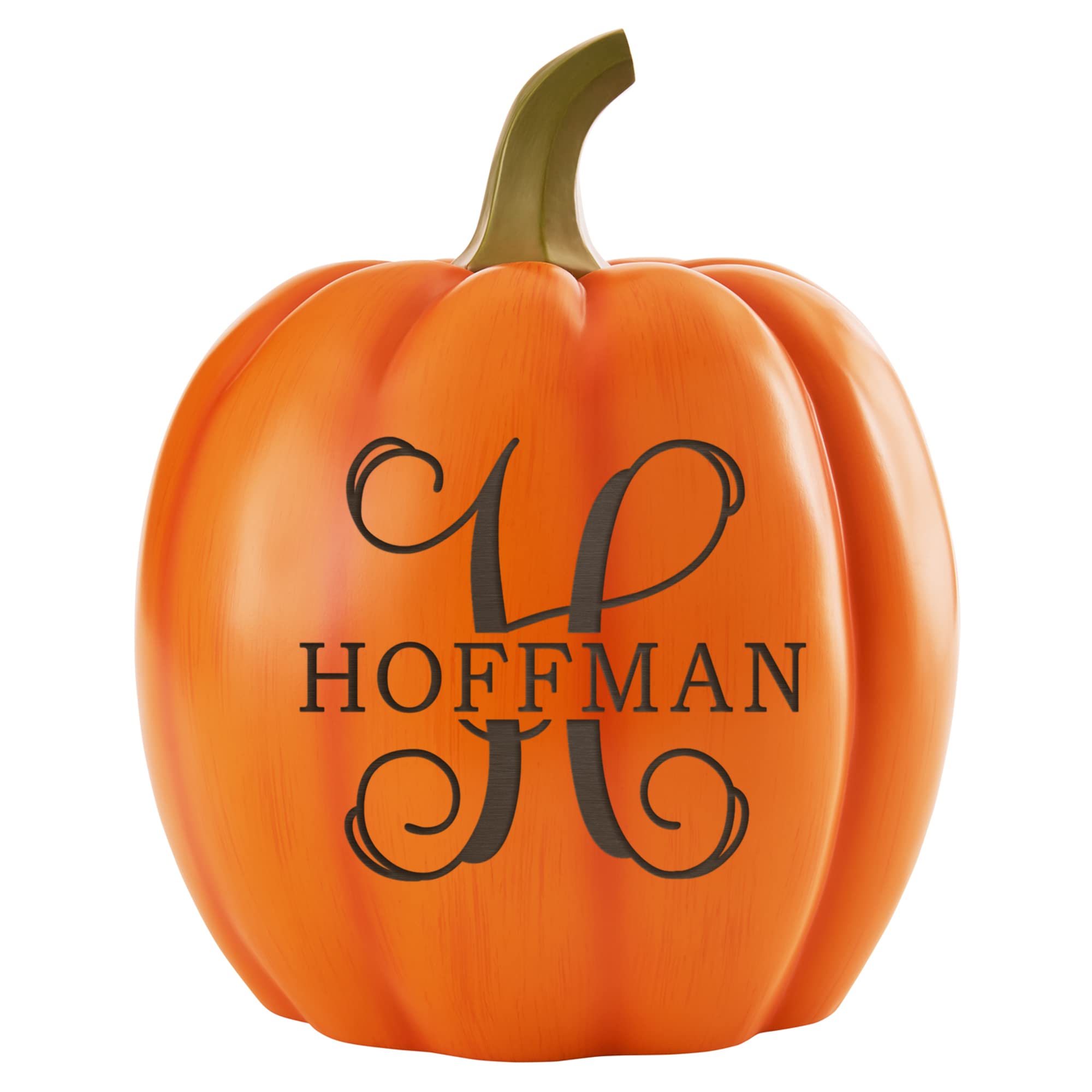 Personalized Light Up Pumpkin with Family Name - Custom Jack-O-Lantern Halloween Decor - Engraved Name & Initials - Large Orange LED Pumpkin for Indoor/Outdoor Fall Decorations - Perfect for Halloween Parties, Porch Decor & Family Photo Backdrops