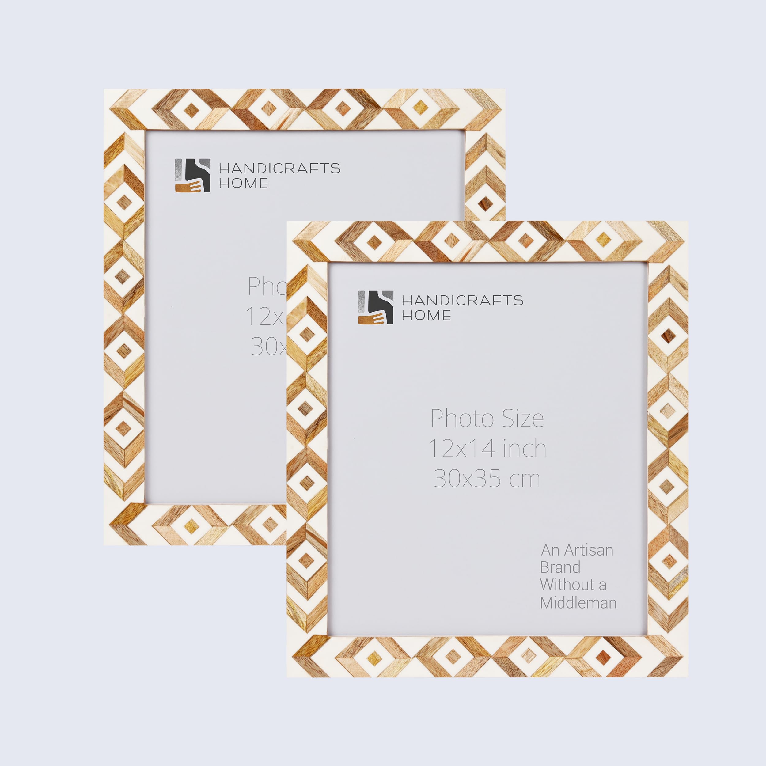 12x14 Handcrafted Wooden Picture Frames - Marquetry Art Photo Frames for Wall Display (Set of 2) | Perfect for Home Decor, Wedding Photos & Gallery Walls