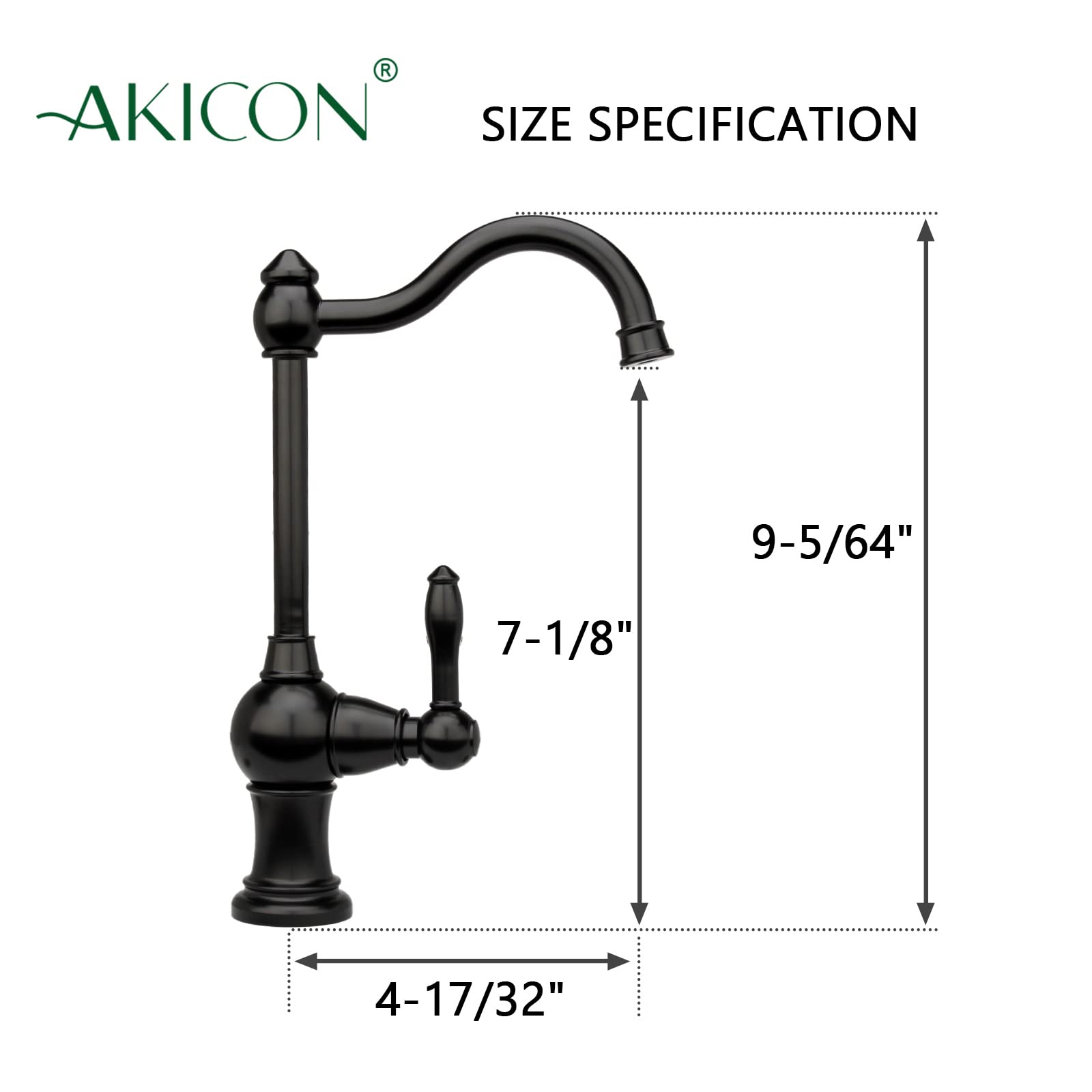 Akicon Lead-Free Brass Kitchen Water Filter Faucet - Matte Black | Fits Most Reverse Osmosis & Water Filtration Systems (Non-Air Gap) | Cold Water Only | Perfect for Clean Drinking Water in Home, Office, or RV
