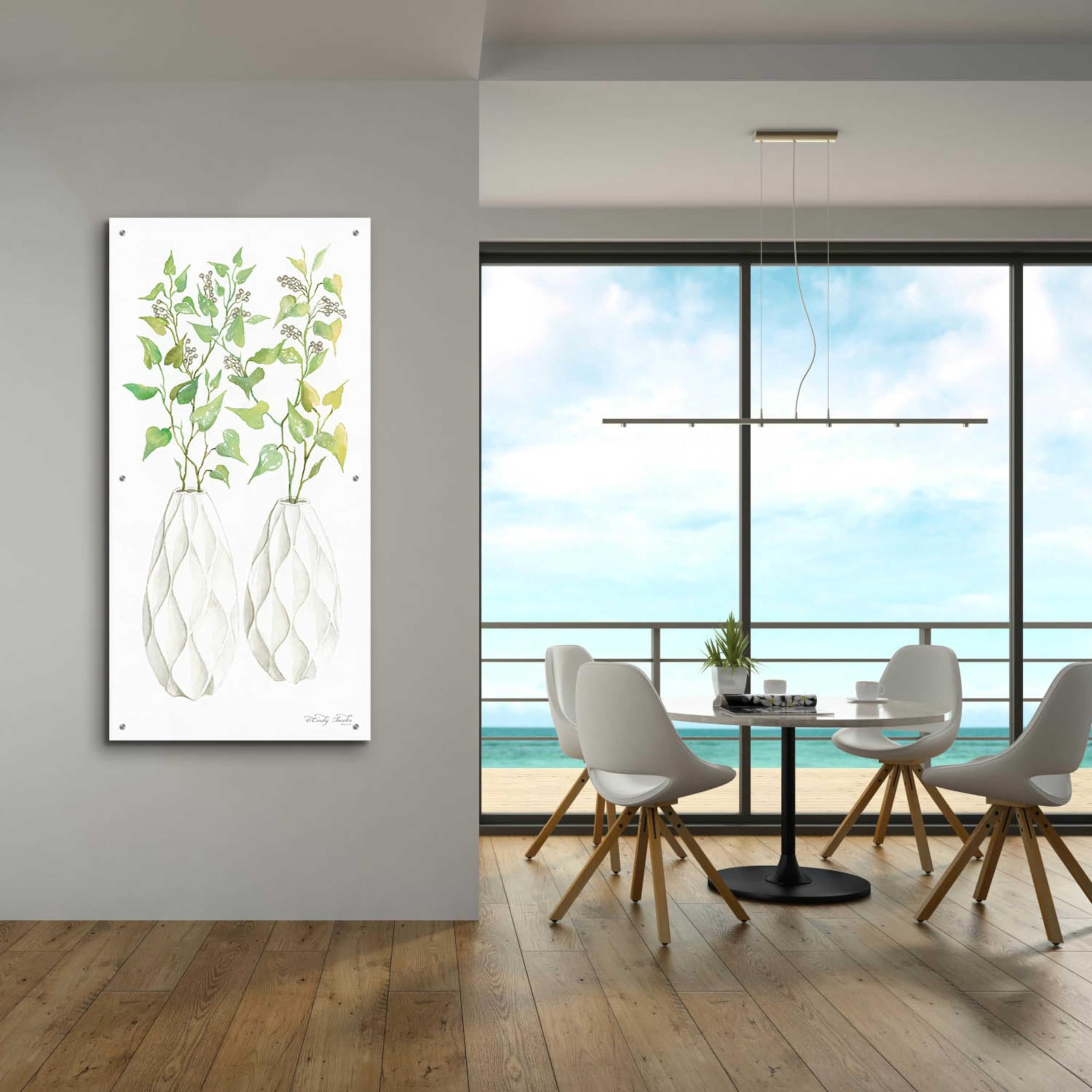 Geometric Vase II Acrylic Glass Wall Art by Cindy Jacobs - 24x48 Inches Modern Home Decor for Living Room, Bedroom & Office