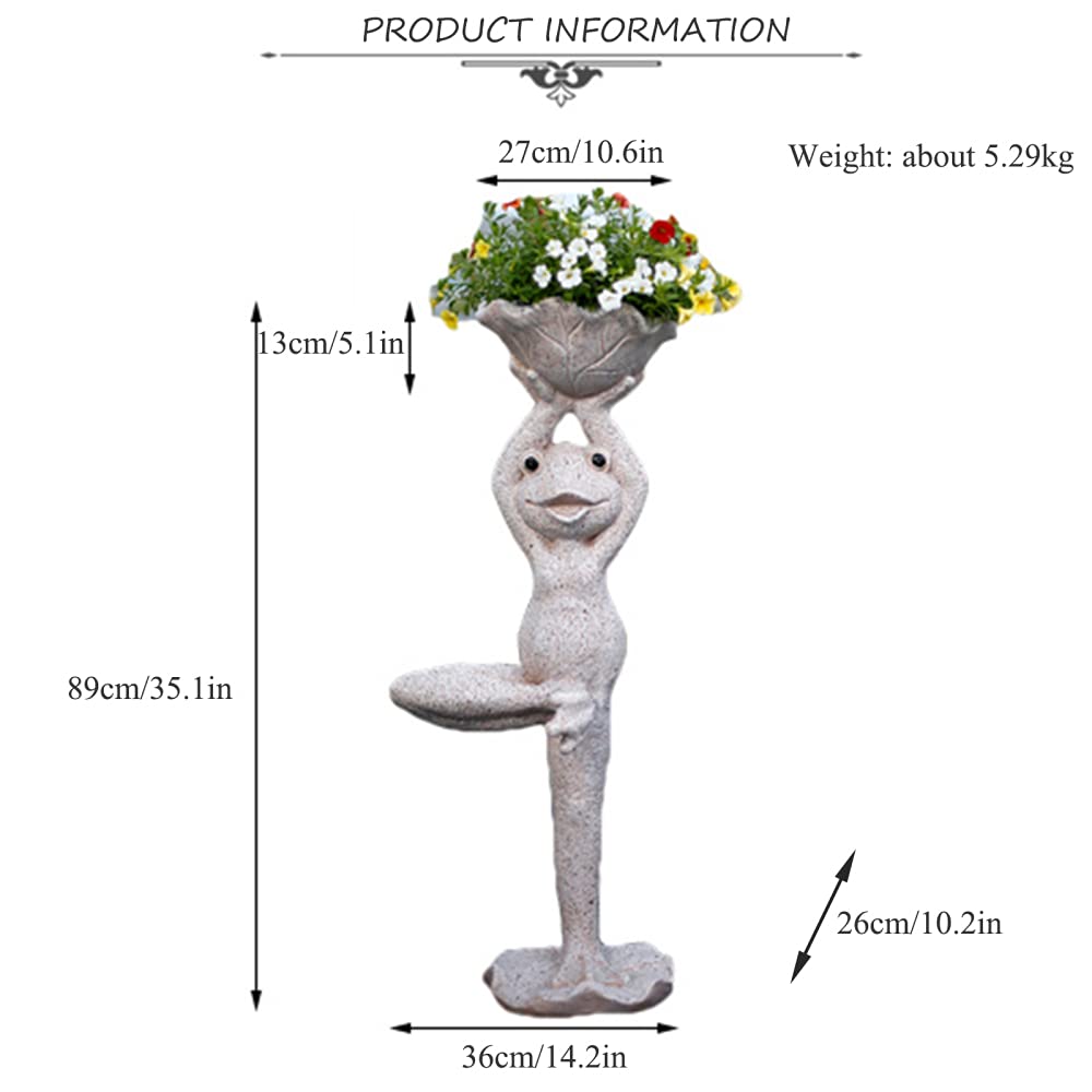 Yoga Frog Planter Pot - Resin Animal Figurine with Drainage Hole, Zen Garden Decor for Indoor & Outdoor Use, Perfect for Home, Patio, Lawn - Ideal for Succulents, Small Plants & Meditation Spaces