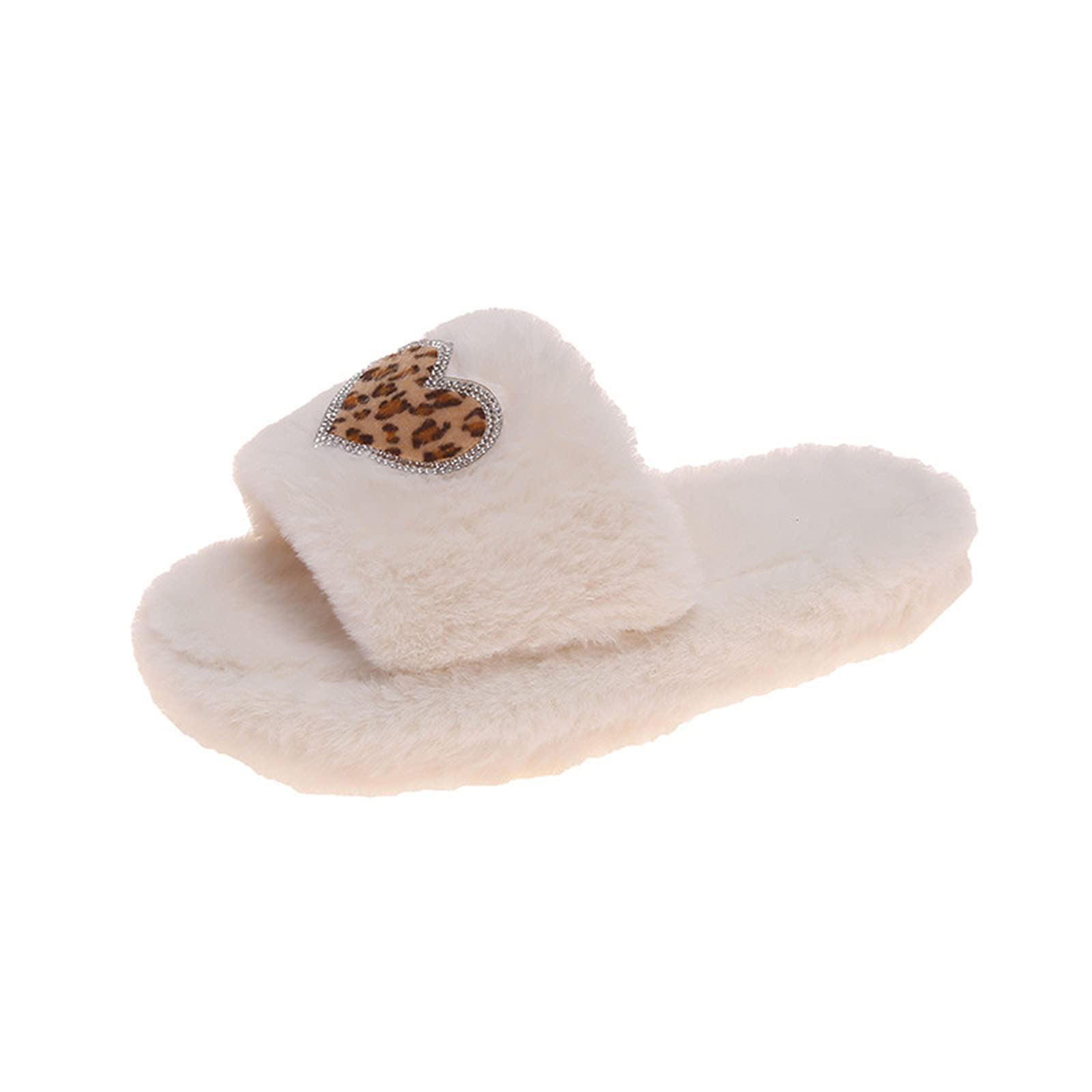 Women's Plush Rhinestone Slippers - Soft Cotton House Shoes with 