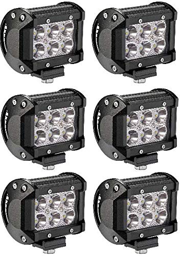 **6x 18W CREE LED Off-Road Spot Light Bar - Heavy Duty Work Light Pods for Trucks, ATVs, UTVs & Boats - RVX Offroad Bottom Mount - Perfect for Night Driving, Camping & Outdoor Adventures**