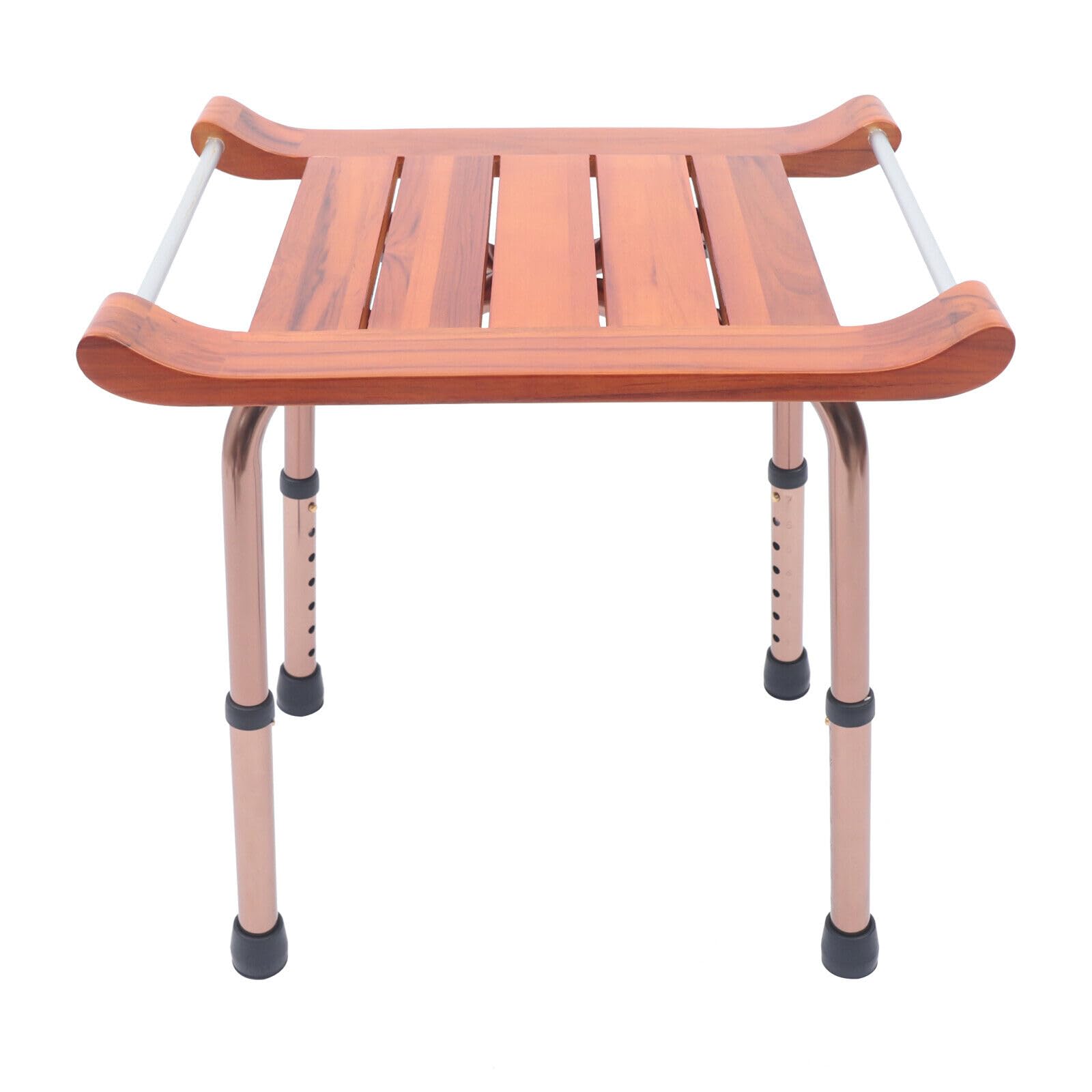Premium Teak Wood Shower Stool with Non-Slip Feet - Spa & Bathroom Bench Seat for Relaxing Shower, Sauna & Home Spa Use