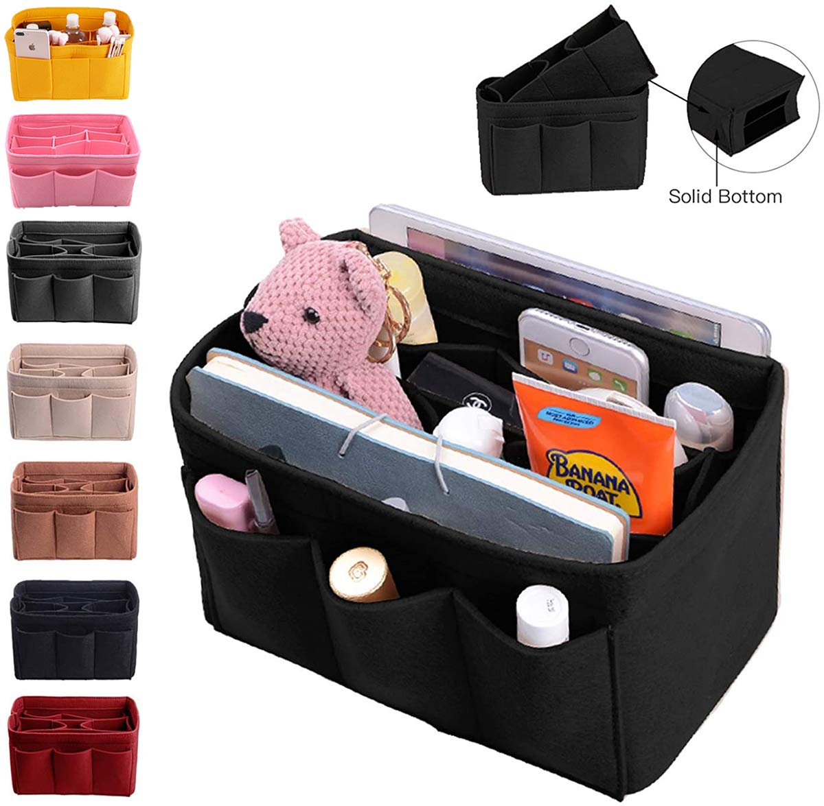 Seven Wolves Purse Organizer Insert - 2 Pack Premium Handbag Organizers for Women, Black | Perfect for Tote Bags, Travel & Everyday Use