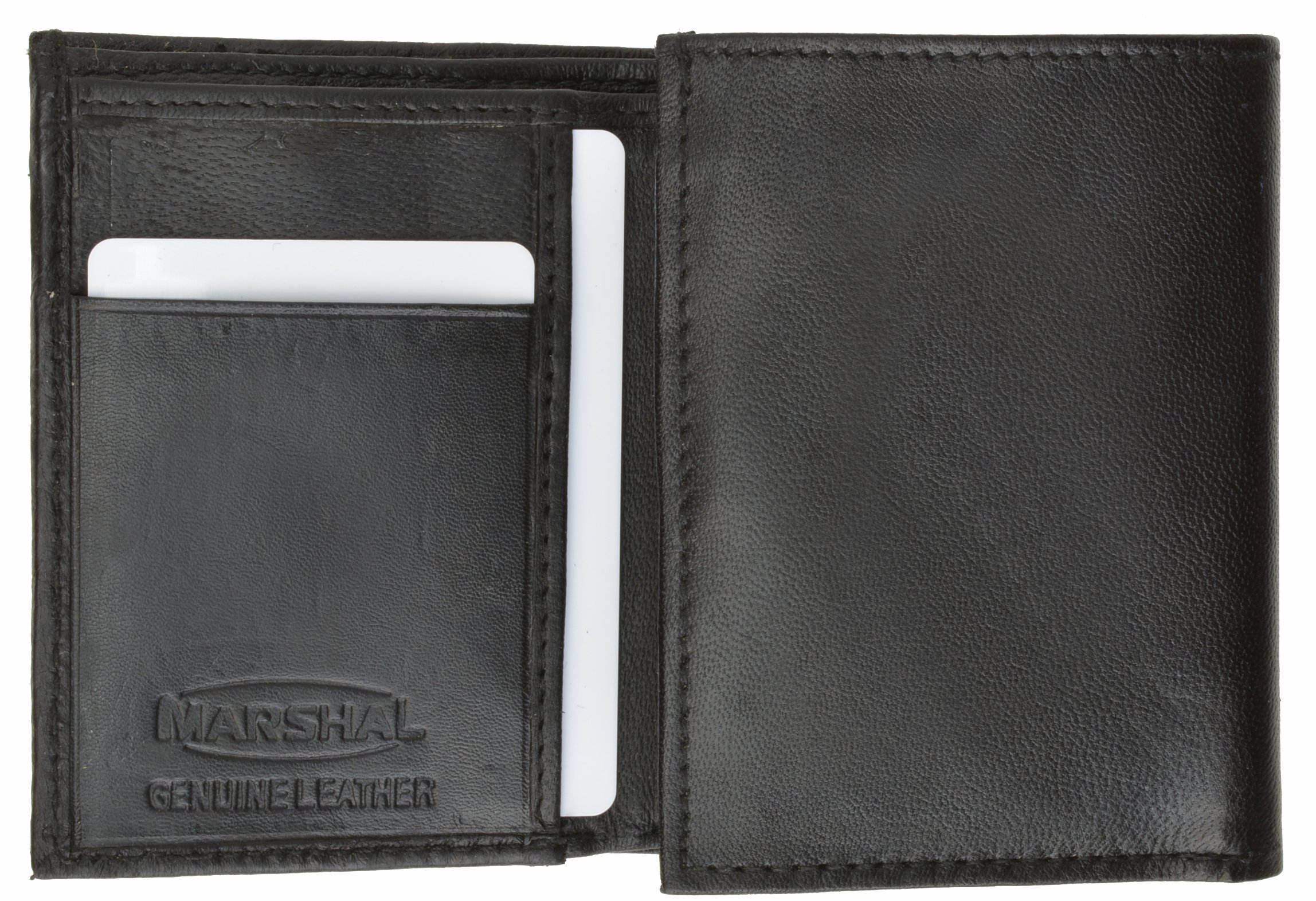 Premium MARSHAL Men's Genuine Leather Trifold Wallet - Black #5155 | Slim RFID Blocking Design for Everyday Carry & Travel