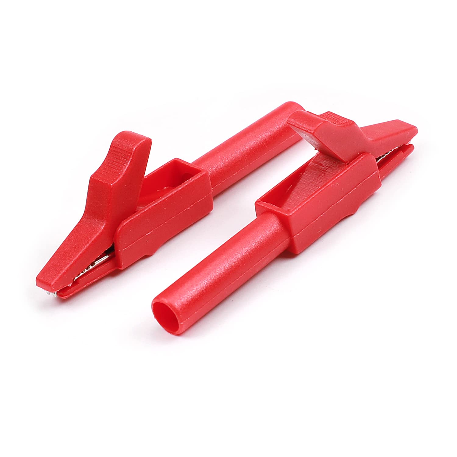 Heavy-Duty 15A Insulated Alligator Clips - 2 Pack Battery Cable Clamps for Car, Auto, Boat & Marine Electrical Testing - Red Battery Charger Clamps for Jump Starting, Solar Panels & DIY Electronics Projects