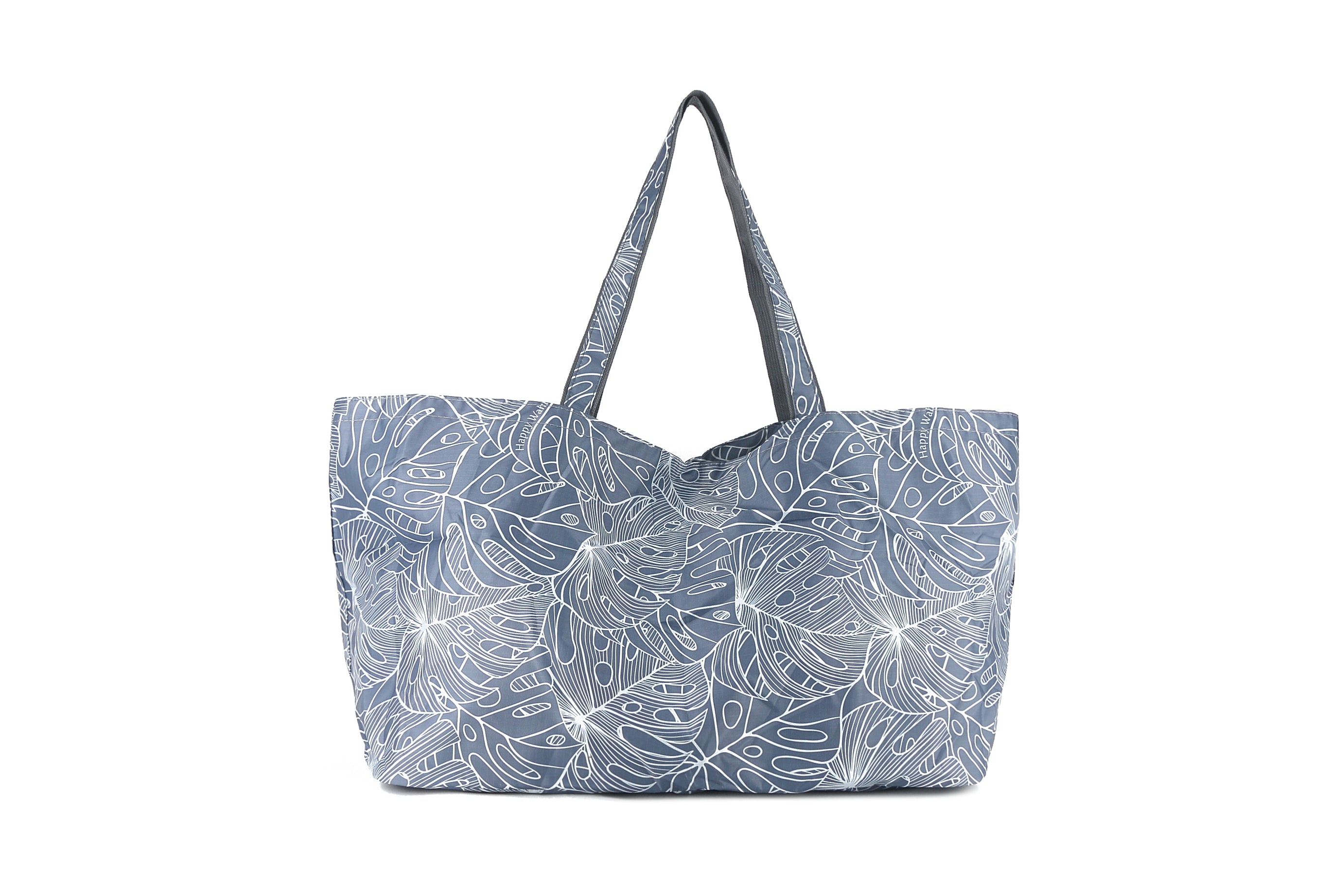 Stylish Monstera Print Large Carry All Tote Bag in Grey - Perfect for Work, Travel, and Everyday Use