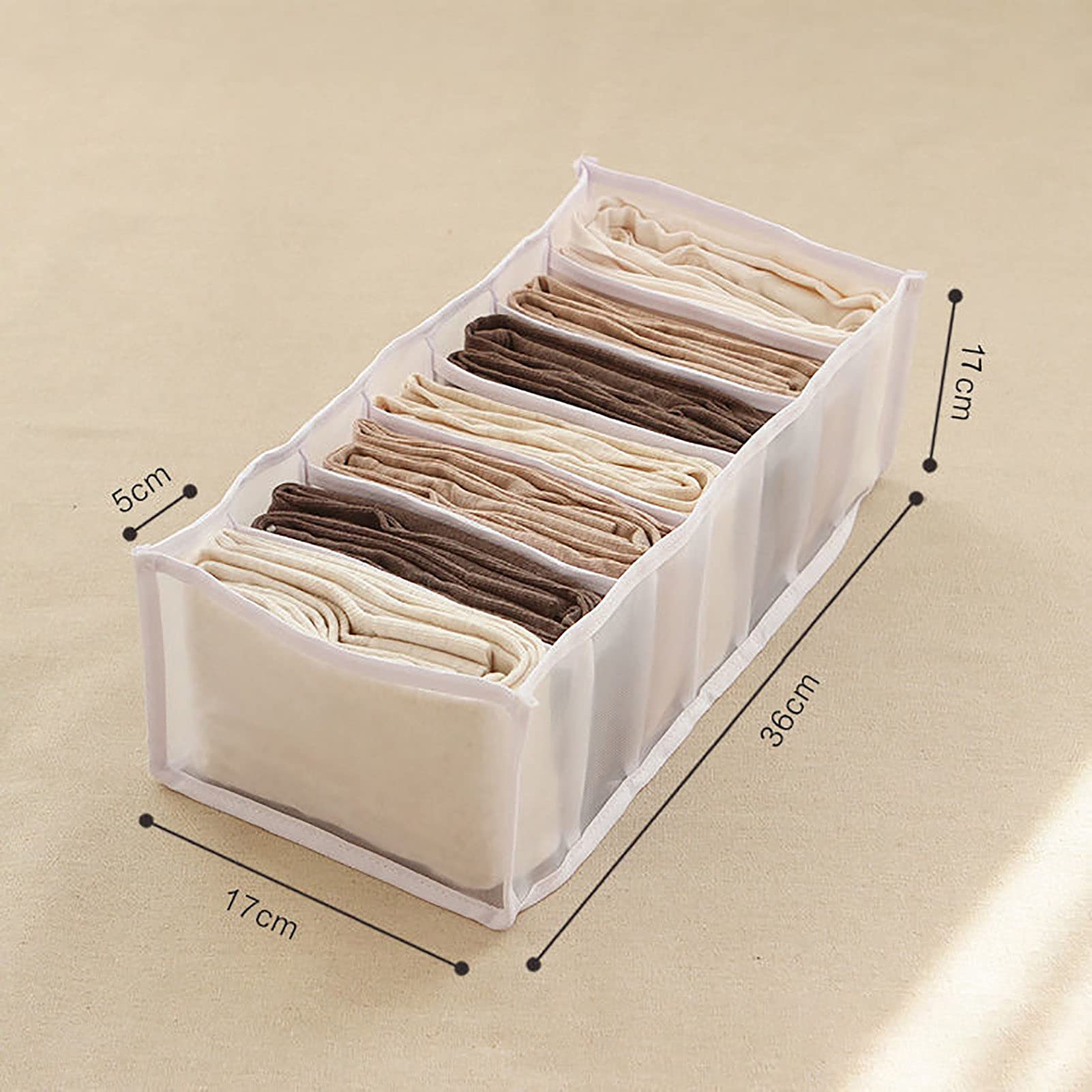 Multi-Compartment Clothes Organizer Box for Jeans, Socks & Underwear - Drawer Divider Storage Solution for Closet - Perfect Valentine's Day, Mother's Day, Christmas & Birthday Gift (White) - Ideal for Bedroom, Dorm & Travel Organization