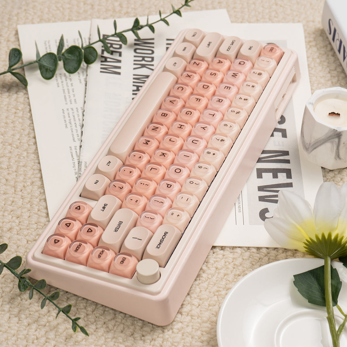 Custom PBT+PC Spherical Keycaps for Mechanical Keyboards - Cute Girl Theme, Hot Sublimation Design - Perfect for Gaming, Typing & Custom Keyboard Builds