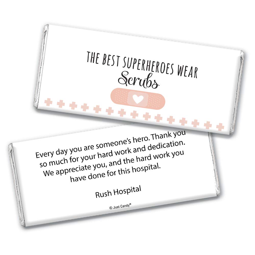 36 Pack Bulk Personalized Thank You Candy Chocolate Bars for Nurses Week - Superhero in Scrubs | Perfect Nurse Appreciation Gifts for Hospitals, Clinics & Healthcare Workers
