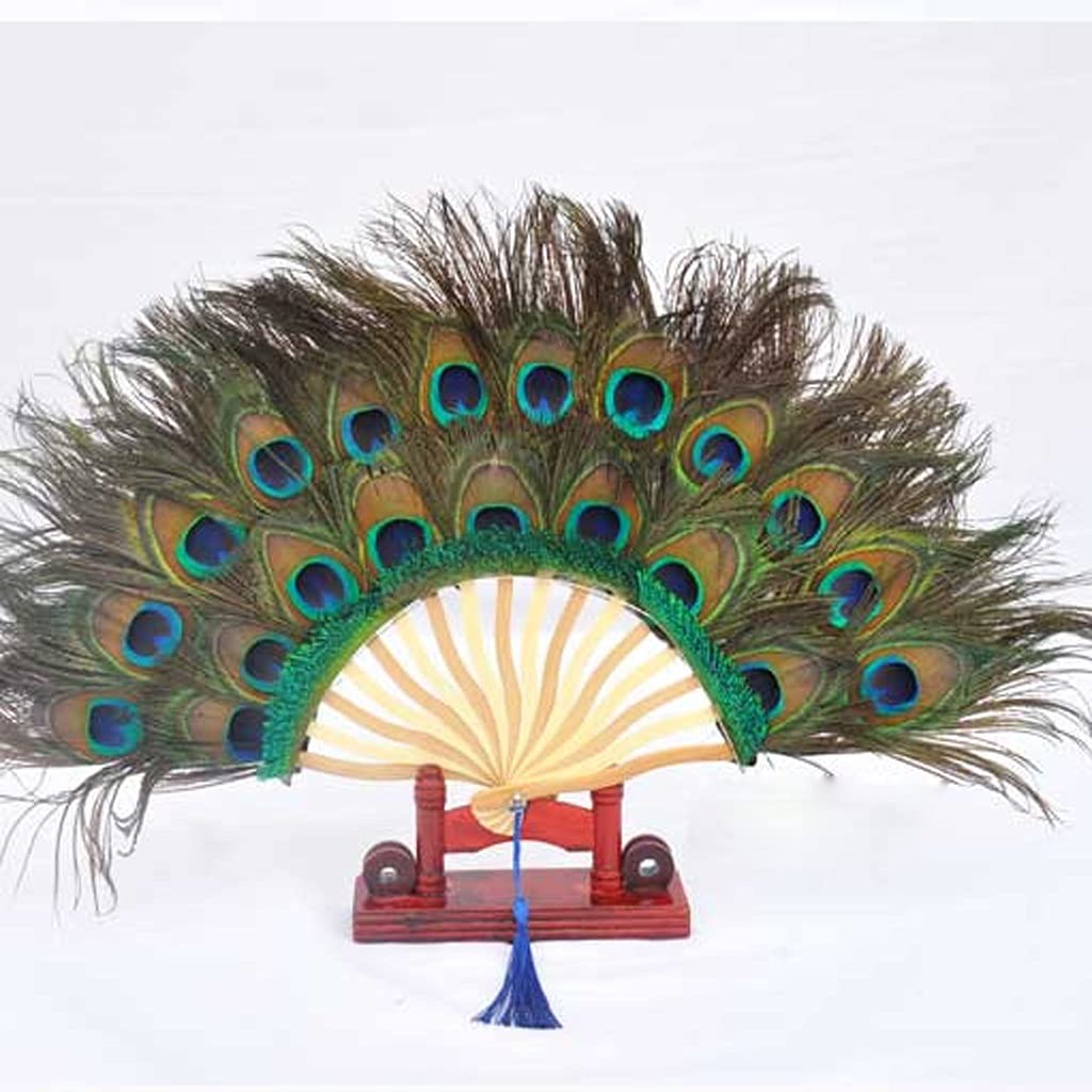 Elegant Peacock Feather Hand Fan - Vintage Folding Handheld Fan for Costume Parties, Wedding Decor & Photo Props | Decorative Gift for Women (Color: C) - Perfect for Summer Cooling, Bridal Accessories & Home Décor