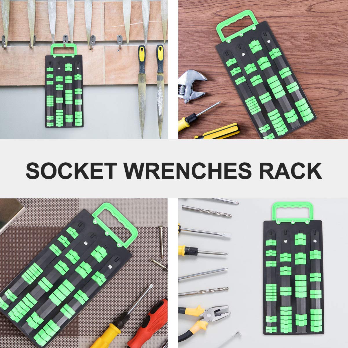 DOITOOL Magnetic Socket Organizer - Heavy Duty Socket Wrench Holder with Non-Slip Base for Toolbox, Garage & Workshop Storage (Fits 1/4