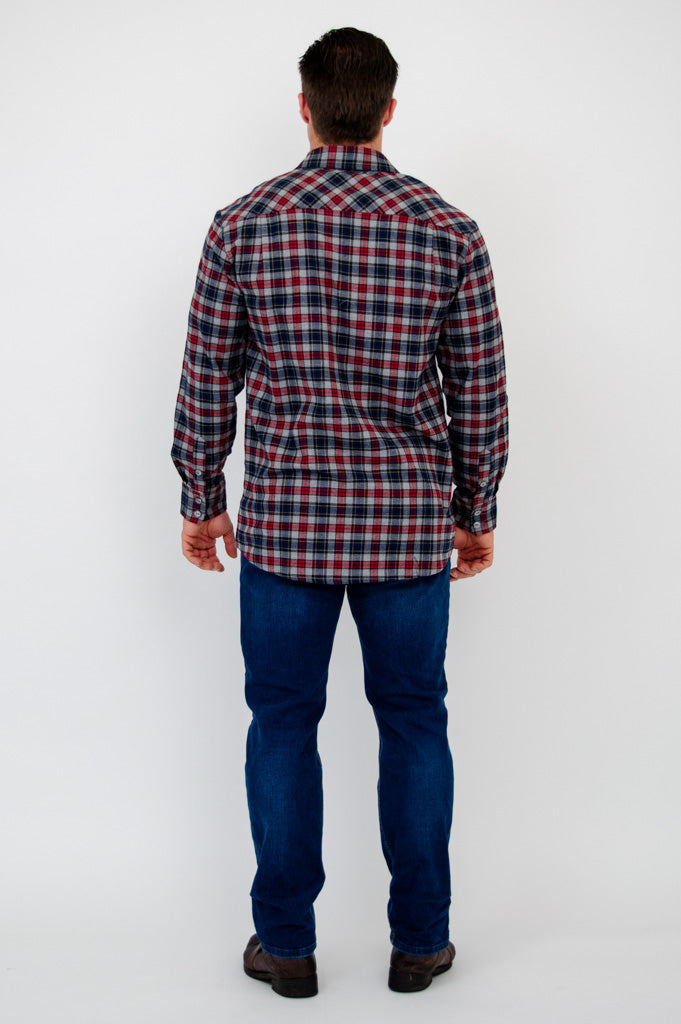 Stylish Cory Men's Burgundy Plaid Cotton Shirt - Perfect for Casual Wear, Office & Outdoor Activities