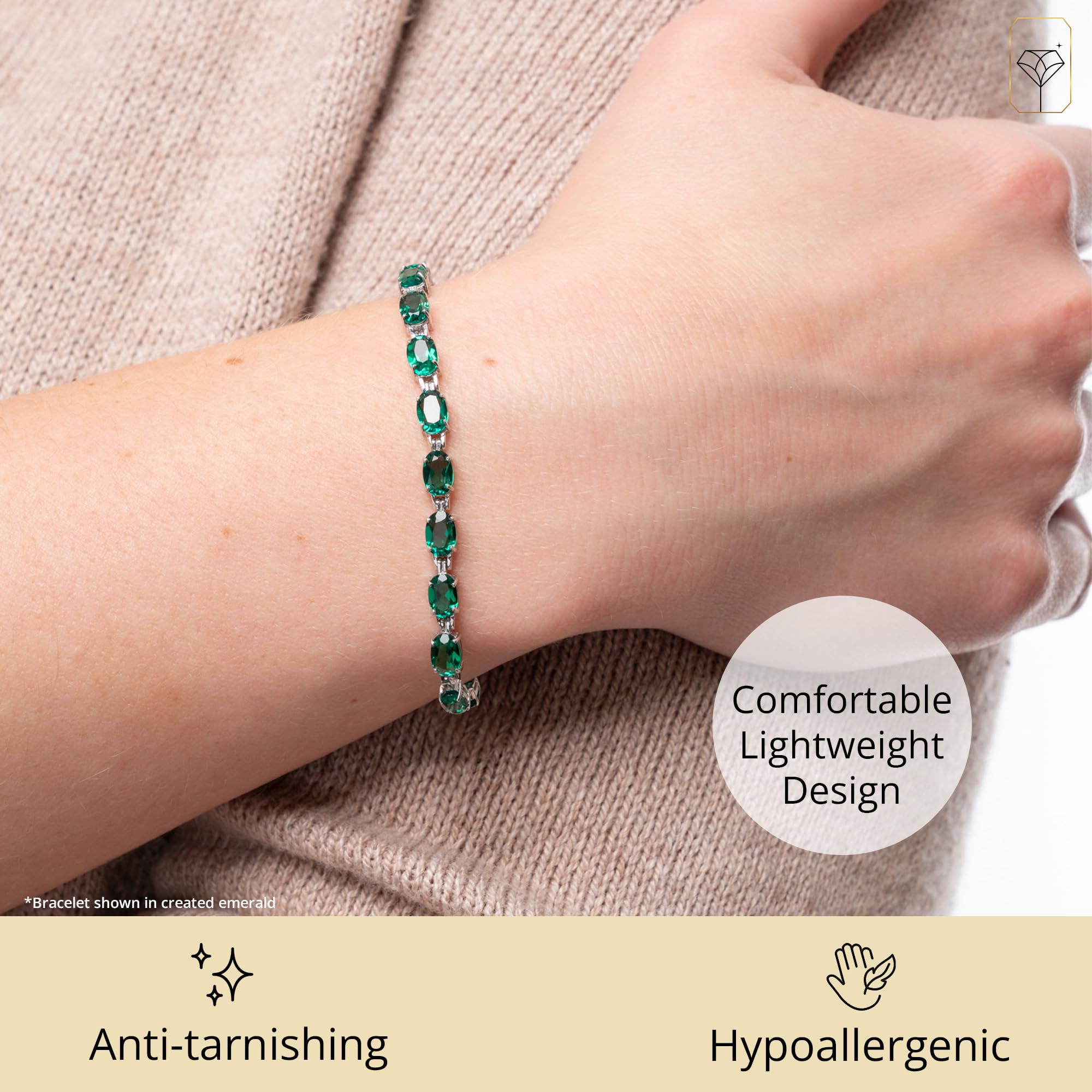 MAX & STONE 925 Sterling Silver Tennis Birthstone Bracelet for Women - Elegant Stackable Jewelry for Birthdays, Anniversaries & Everyday Wear