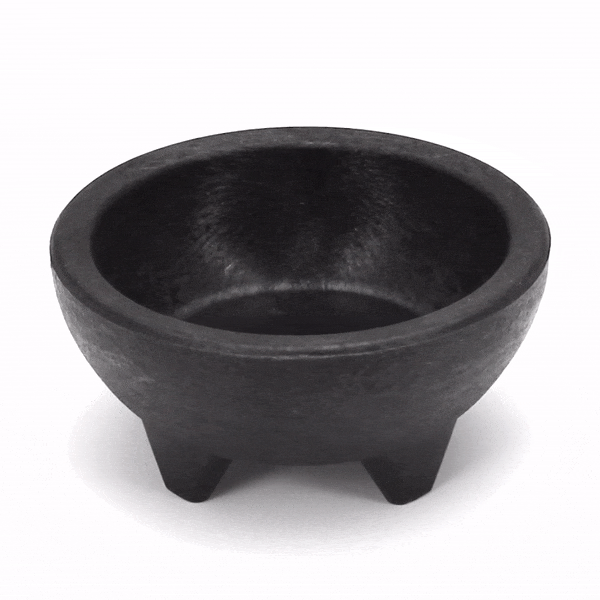 10 oz Round Black Thermal Plastic Molcajete Bowl - 5.25