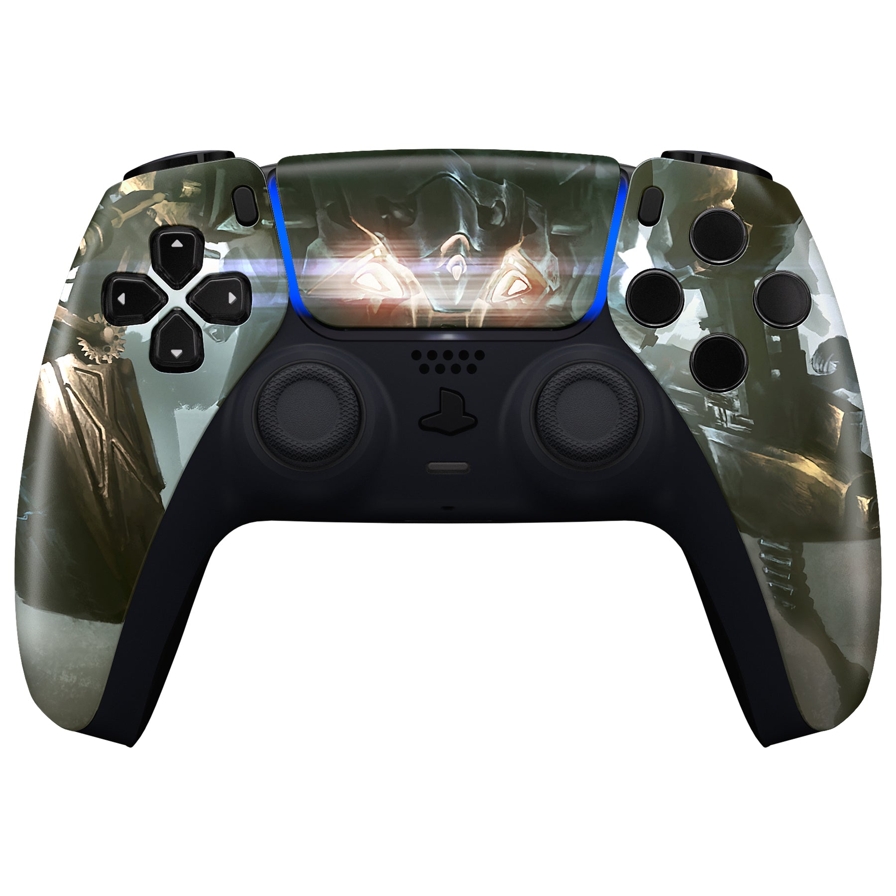 ExtremeRate Armored Mercenary Front Housing Shell for PS5 Controller (BDM-010/020/030/040/050) - DIY Replacement Shell & Custom Touch Pad Cover (Model ZPFR011G3) - Perfect for Gaming Enthusiasts & Custom Modifications