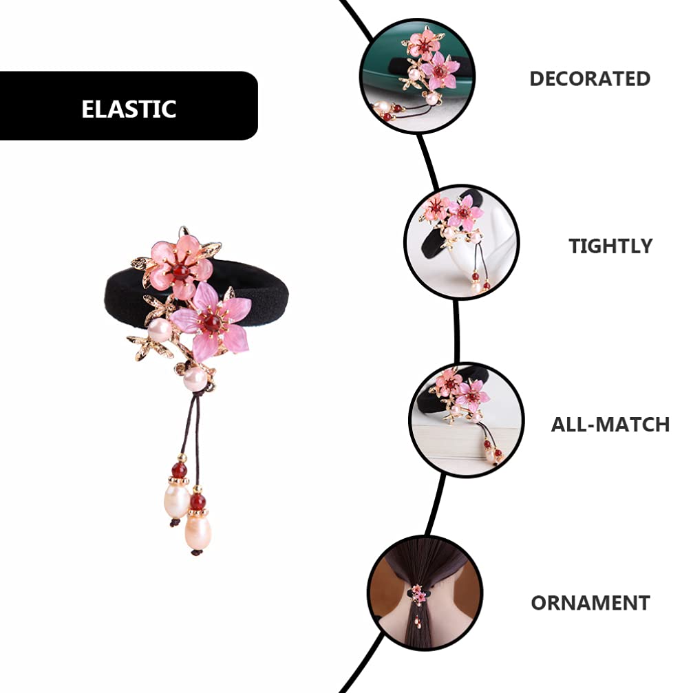 Vintage Flower Hair Bands for Women - Elastic Ponytail Holders for Daily & Party Use