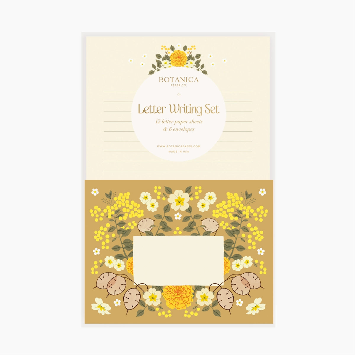 Botanica Paper Co. Premium Letter Writing Stationery Set - Sunrise Floral Design for Handwritten Notes, Thank You Cards & Personal Correspondence (20 Sheets & 10 Envelopes) - Perfect for Weddings, Anniversaries & Special Occasions