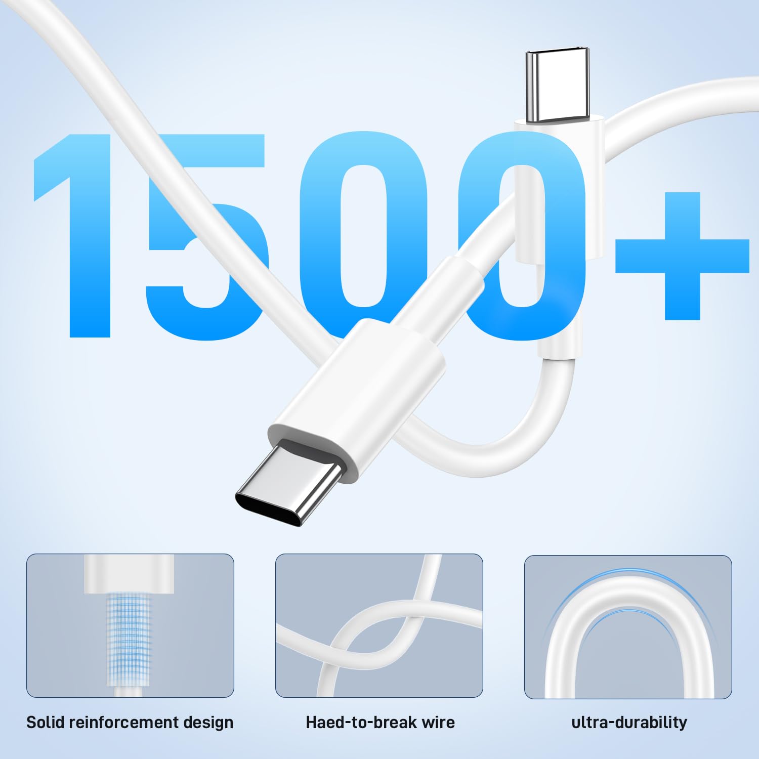 3-Pack 3.3FT USB C to USB C Cable 60W Fast Charging - Compatible with iPhone 16/15 Pro Max, Samsung S23+/S22/S21 Ultra, Pixel 8, iPad Air 4/Pro 2021, MacBook - Perfect for Home, Office & Travel Charging