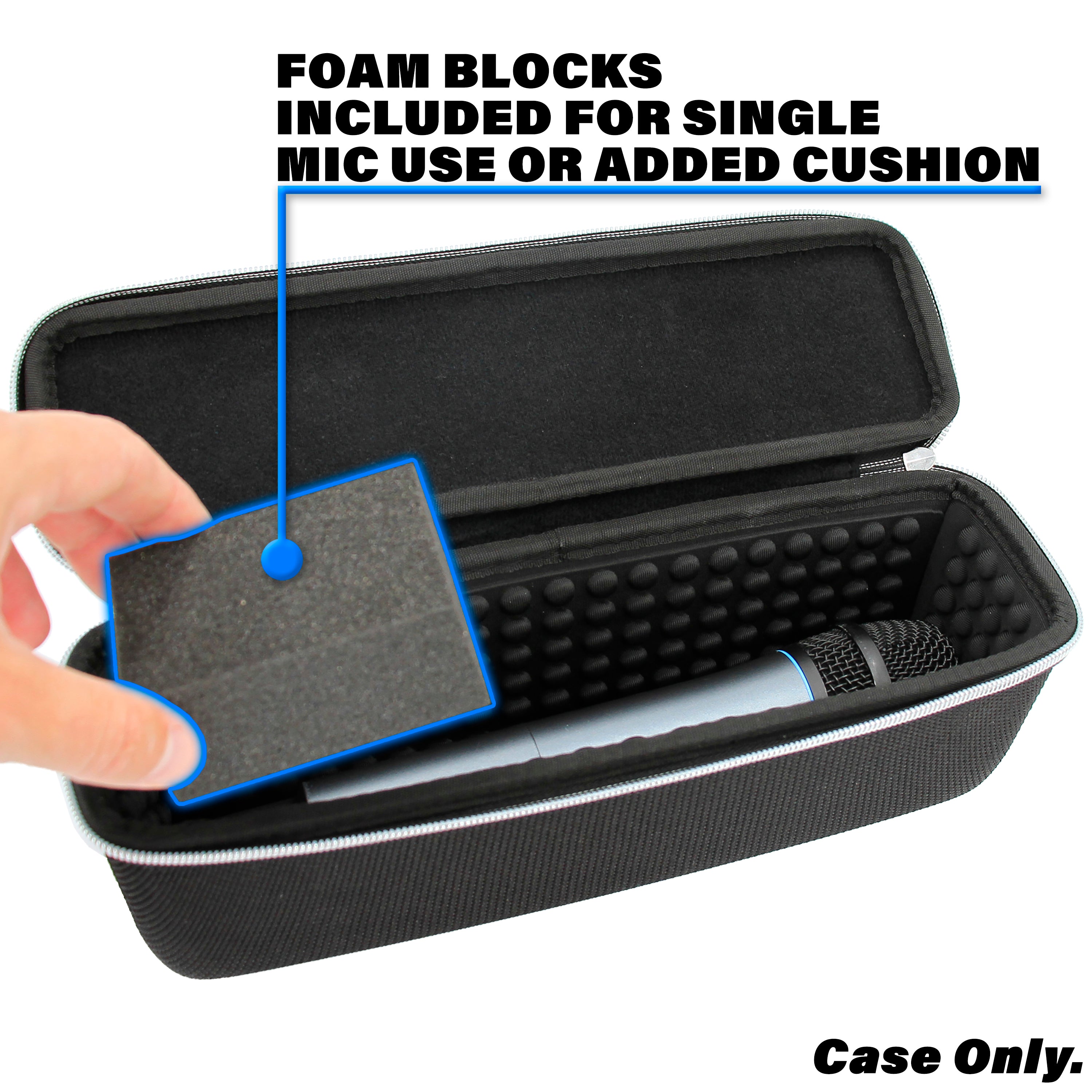 CASEMATIX Wireless Microphone Case - Compatible with 11 Wireless Mic Systems, Holds 2 Handheld Microphones, Durable Black Storage Case - Perfect for Live Performances, Studio Recording & Travel Protection