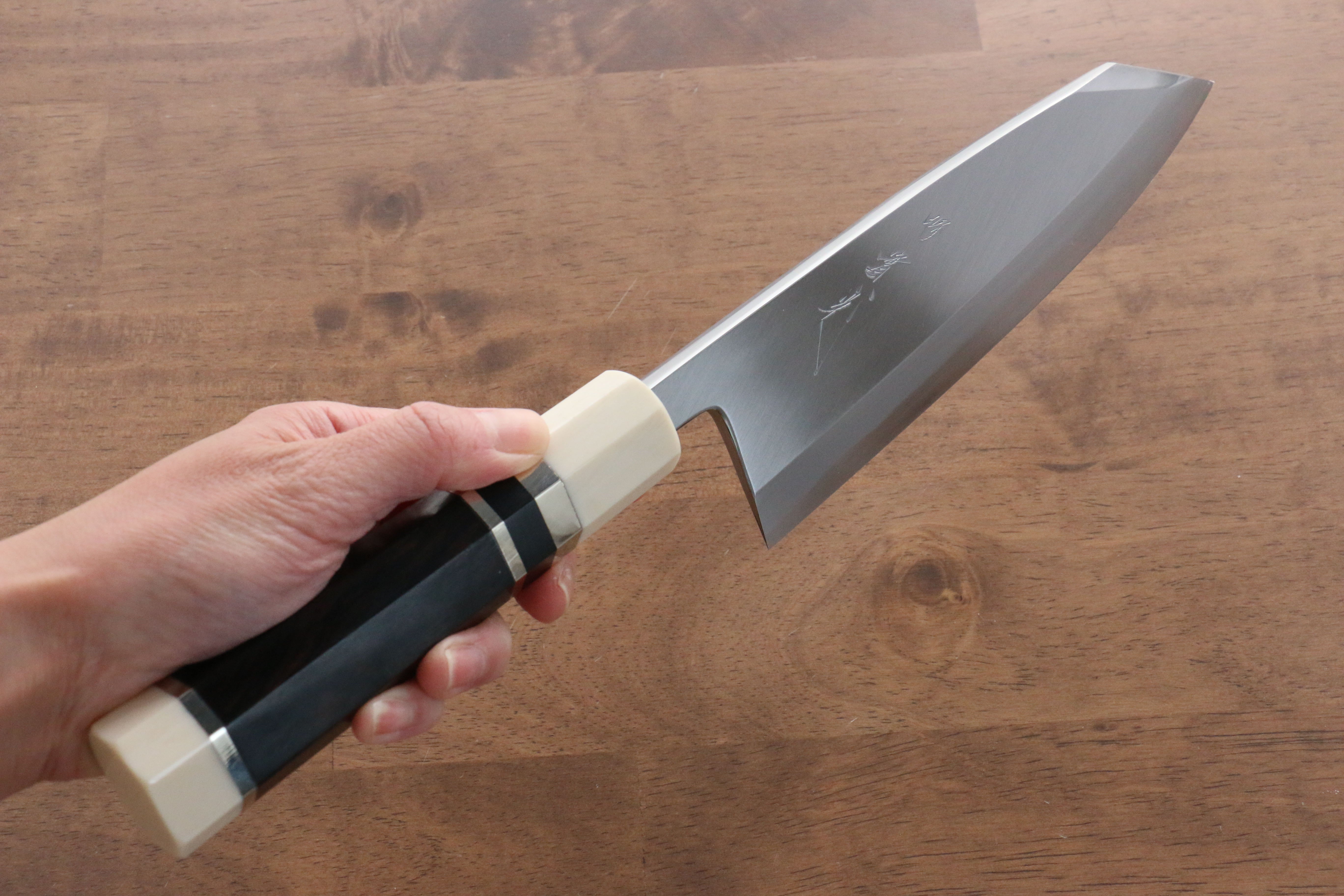 Premium Jikko Shiko Blue Steel Kiritsuke Deba Knife 180mm - Japanese Chef Knife with Ebony Wood Handle & Double Ring Design - Perfect for Sushi, Fish Filleting & Precision Cutting