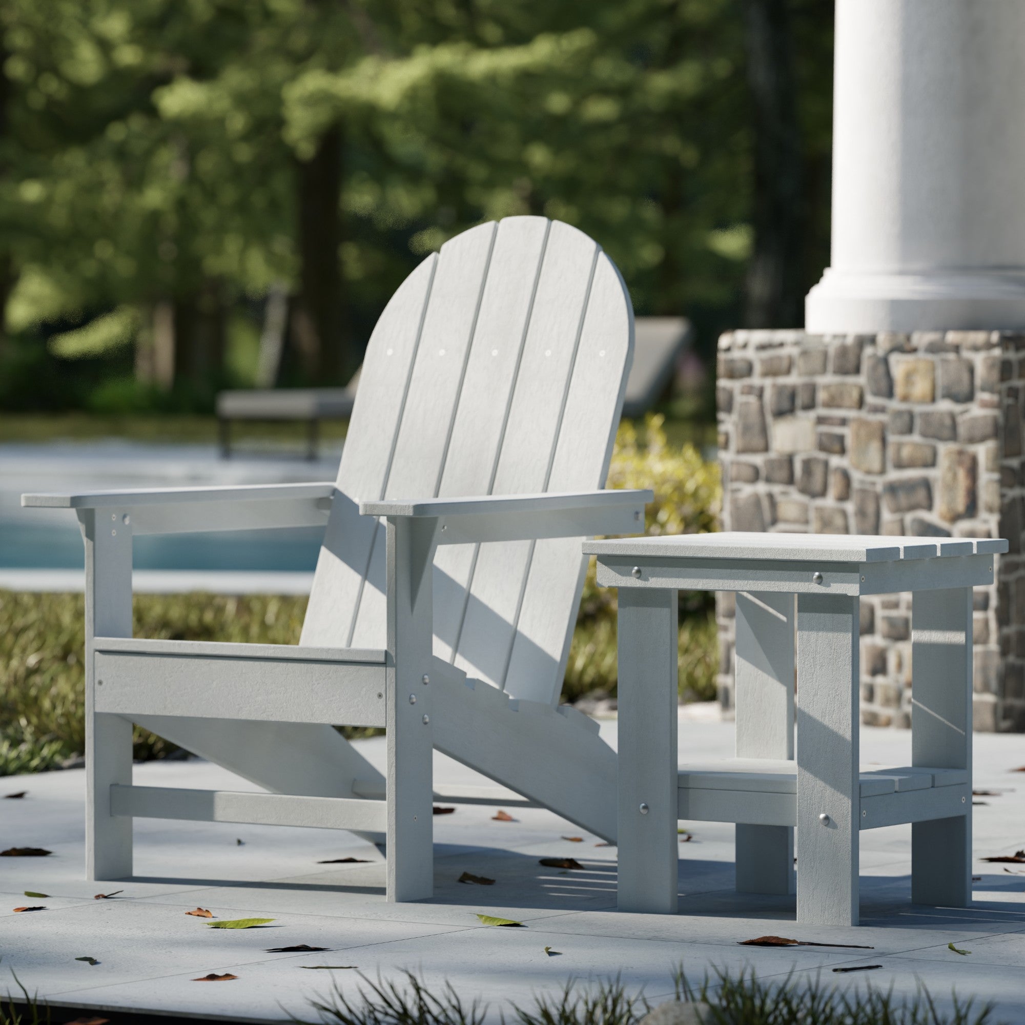 Freedom Modern Adirondack Chair & Side Table Set - Durable Outdoor Patio Furniture for Garden, Poolside, Deck, and Backyard Relaxation