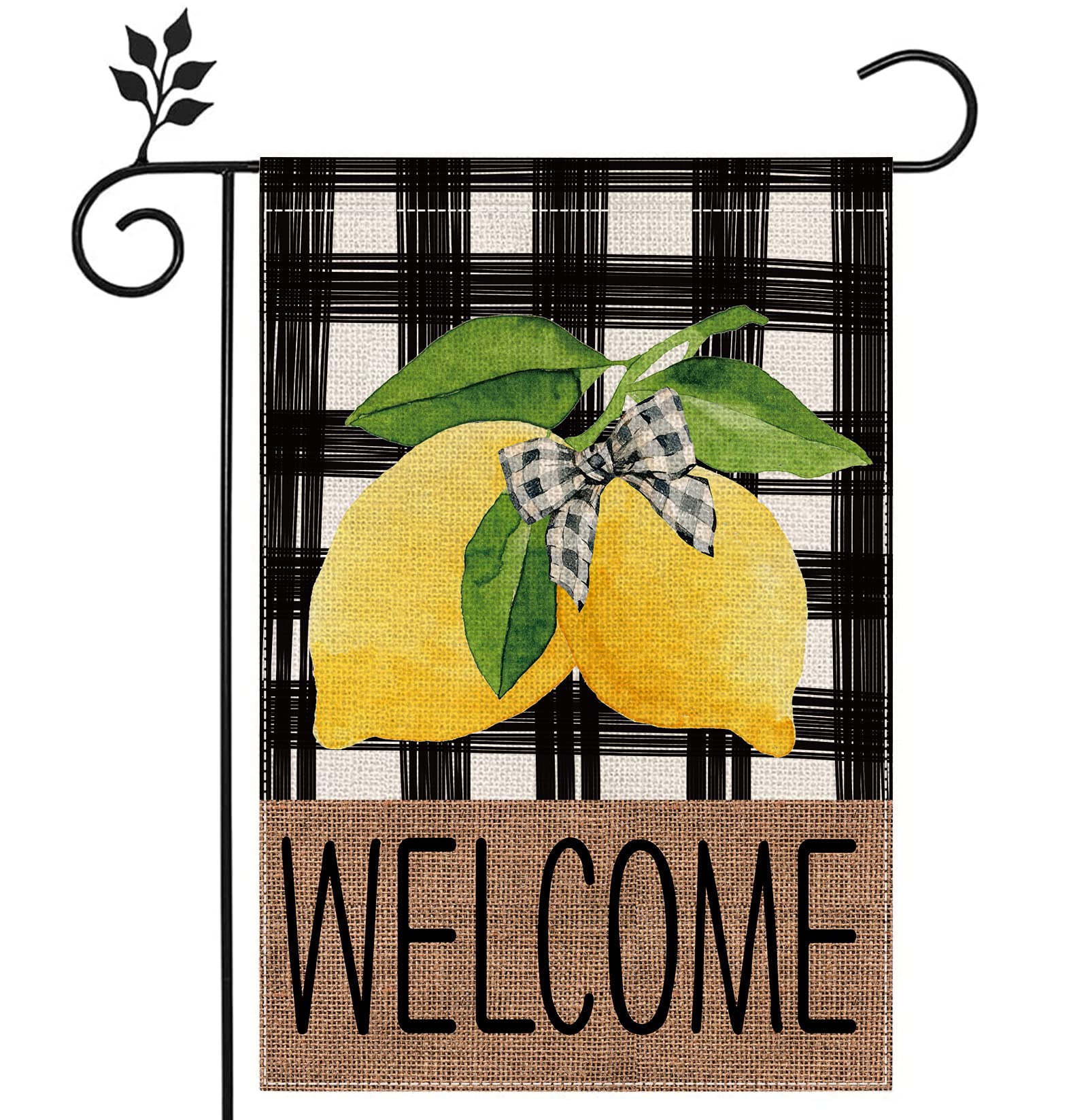 12.5 x 18 Inch Waterproof Double-Sided Buffalo Check Lemon Garden Flag - Rustic Farmhouse Outdoor Decoration for Yard, Lawn & Patio | Summer Welcome Sign for Porch, Garden Party & Country Home Decor