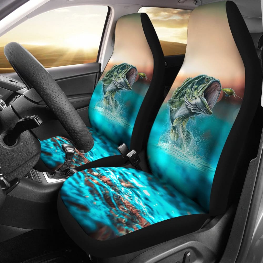 Premium Largemouth Bass Fishing Car Seat Covers - Waterproof & Durable Protection for Truck, SUV, Jeep - Perfect for Outdoor Enthusiasts & Anglers