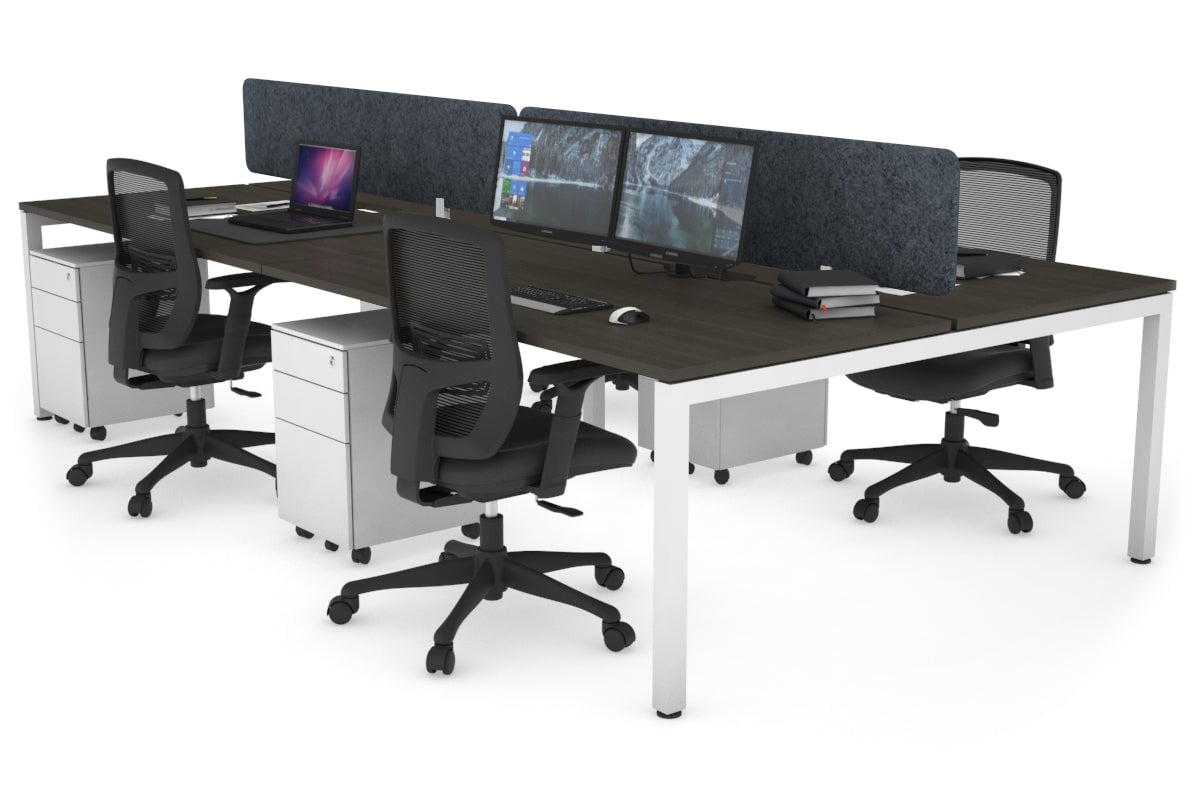 Quadro Square Legs 4-Person Office Workstation Desk - 1600L x 800W with Cable Management Scallop - Perfect for Collaborative Workspaces & Open Office Environments