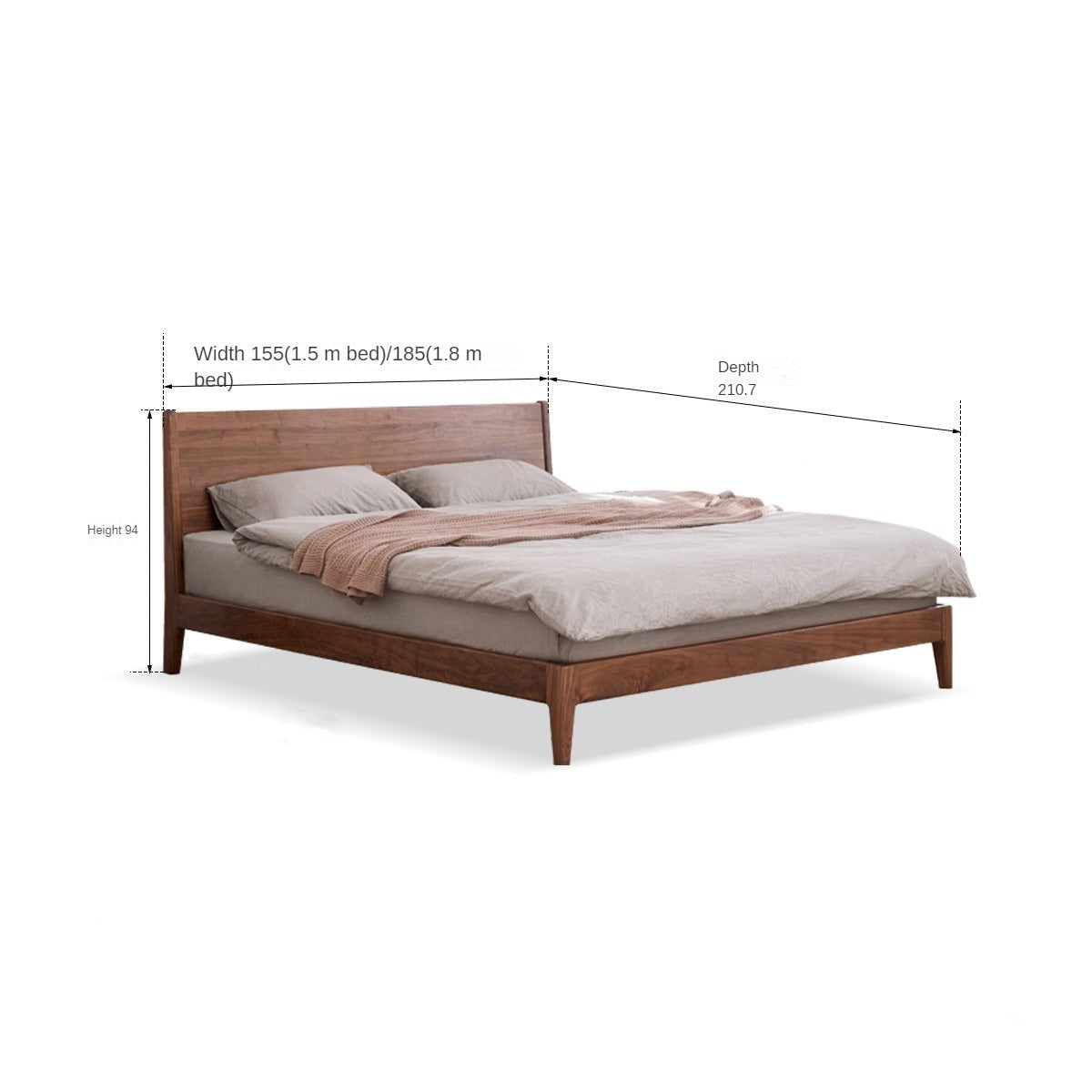 Premium Black Walnut Solid Wood Bed Frame - Queen Size, Handcrafted Hardwood Bed with Sturdy Support - Perfect for Master Bedroom, Guest Room & Farmhouse Decor