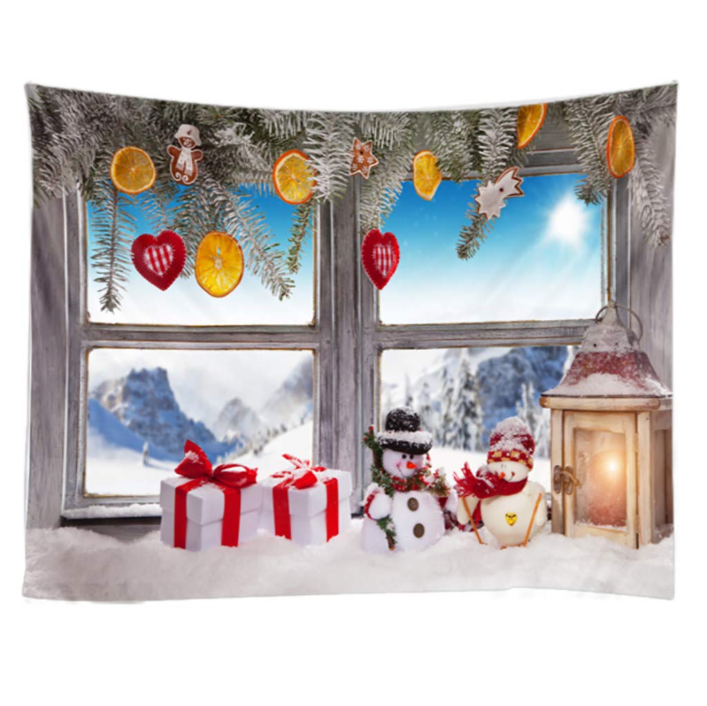 LIKESIDE Christmas Snow Scene Tapestry - 59” x 59” Holiday Decorative Curtain for Living Room, Festive Tablecloth, Wall Hanging & Home Decor (Perfect for Xmas Tree Backdrop, Fireplace Mantel & Seasonal Party Decorations)