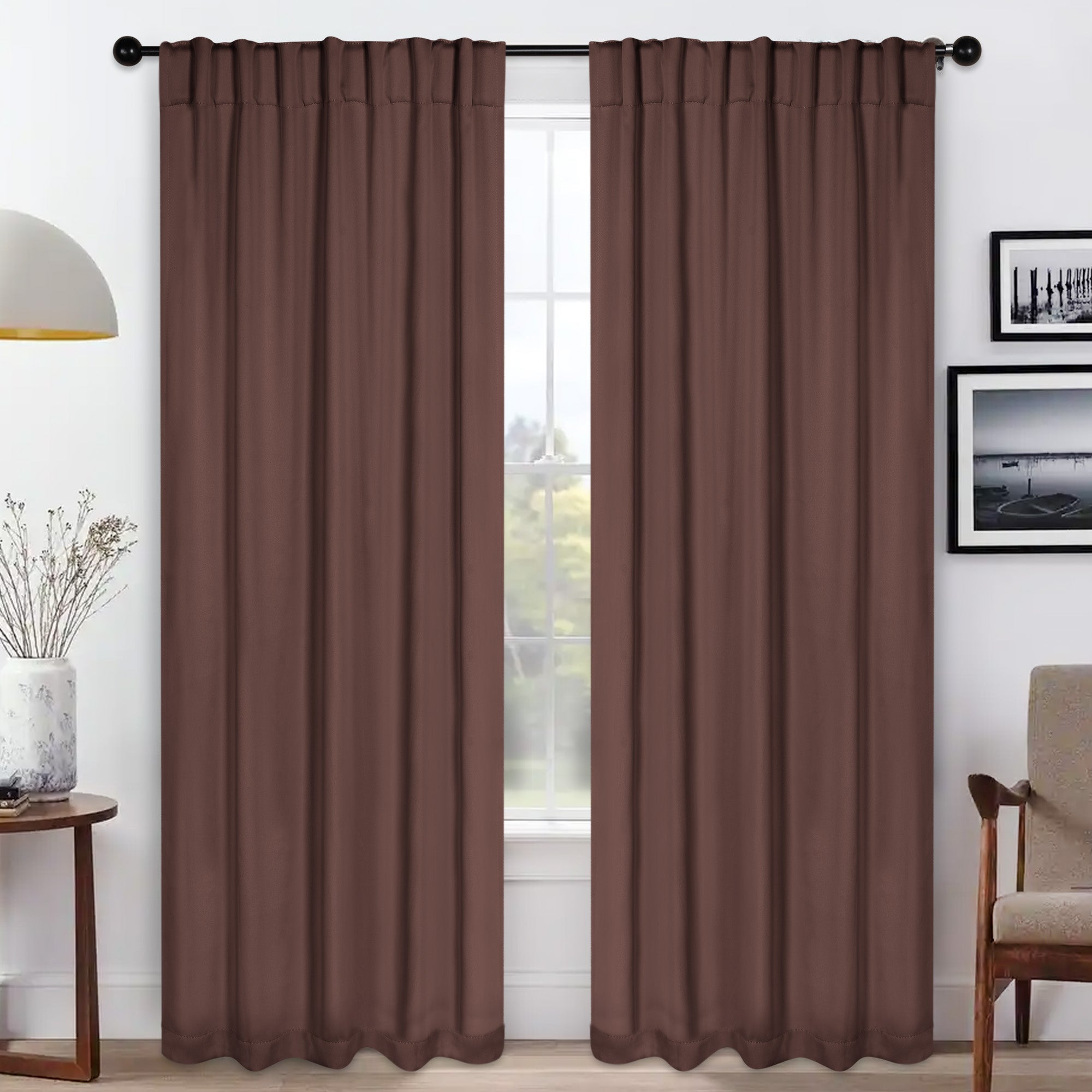 Blackout Curtains for Bedroom - Solid Room Darkening Thermal Insulated Curtains with Back Tabs, Set of 2 Panels - Perfect for Nursery, Home Theater & Light Sleepers