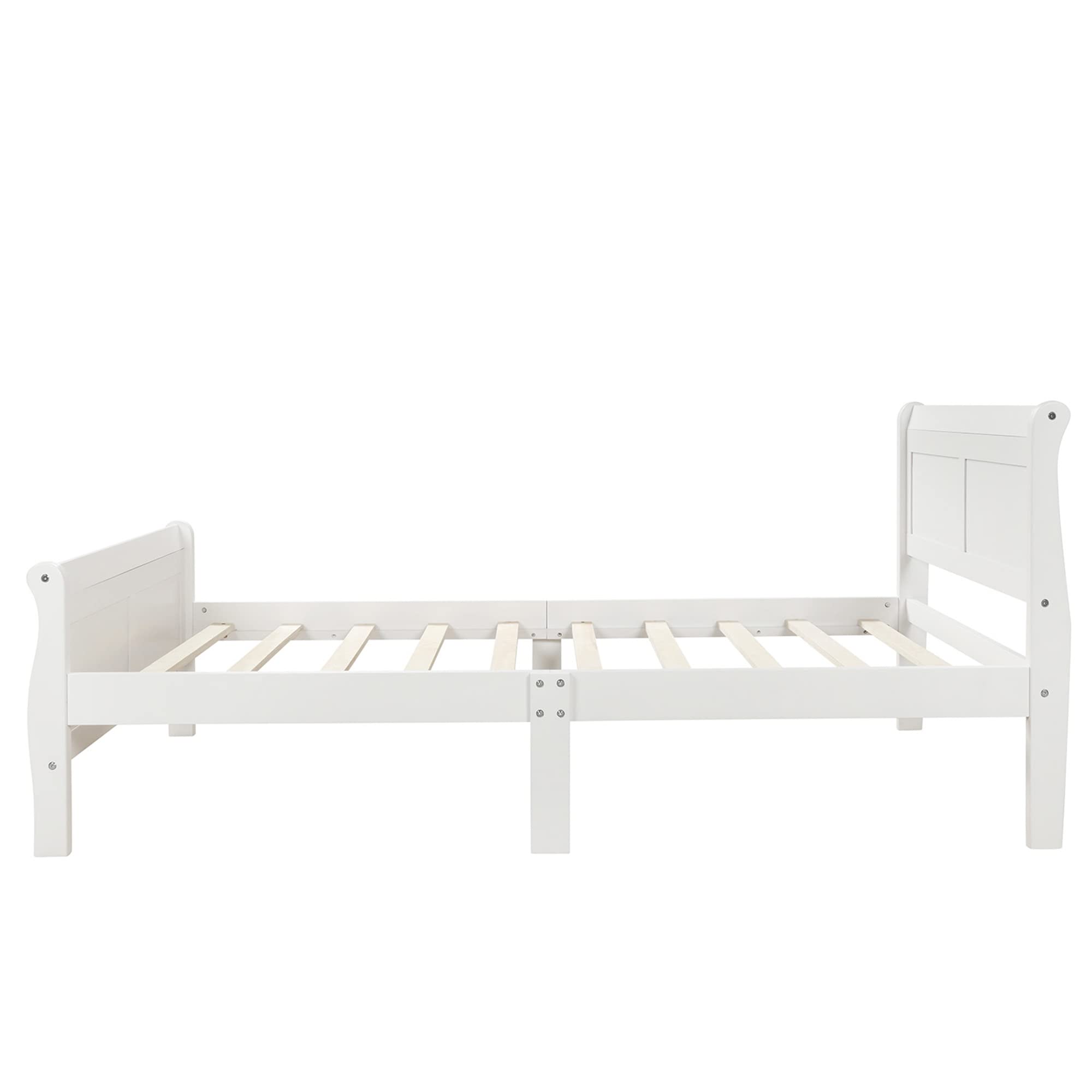 Merax White Wood Platform Twin Bed Frame with Headboard & Footboard - Sturdy Wood Slat Support, Mattress Foundation - Perfect for Kids' Rooms, Guest Bedrooms & Small Spaces