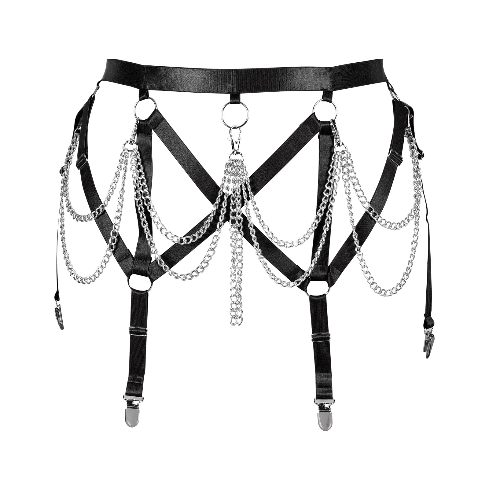 Plus Size Women's Gothic Punk Body Harness Waist Chain & Leg Cage Garter Belt - Edgy Alternative Fashion Accessory for Clubwear, Cosplay, and BDSM Outfits