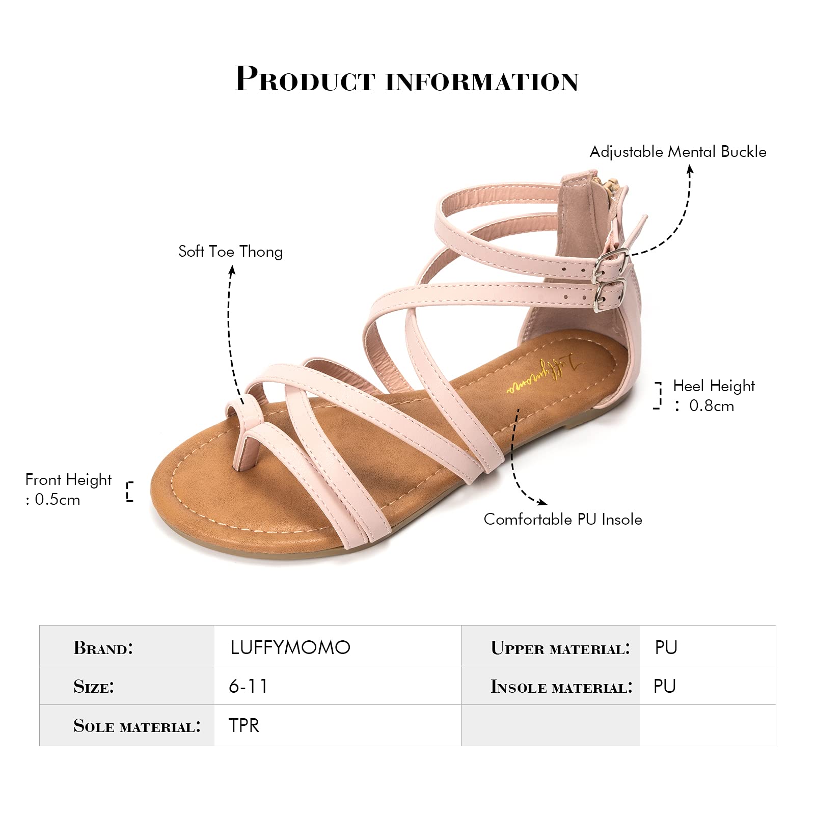 Luffymomo Women's Gladiator Sandals - Flat Fisherman Thong Strappy Summer Sandals for Beach, Casual & Boho Outfits